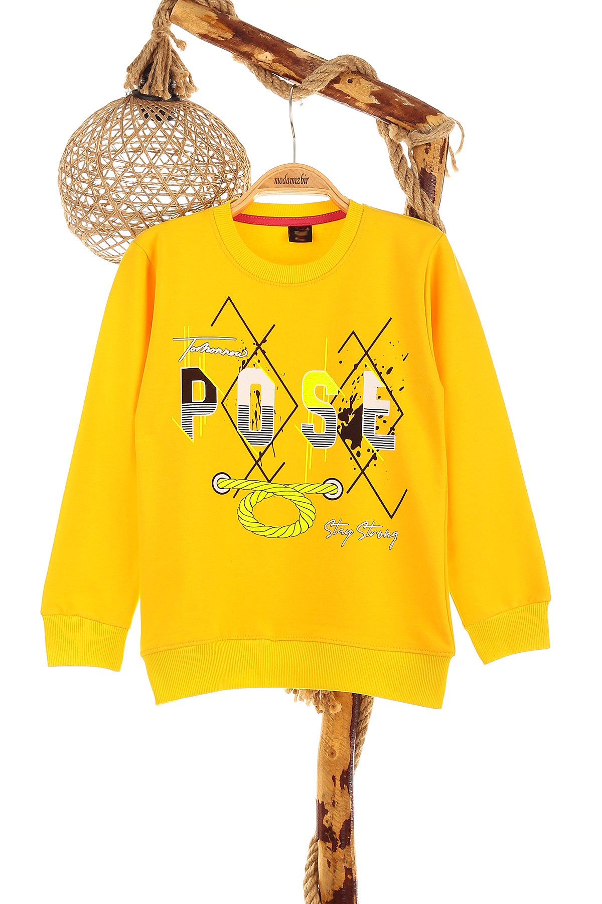 Sarı (9-12 Yaş) Rose Baskılı Kız Çocuk Sweat 150957