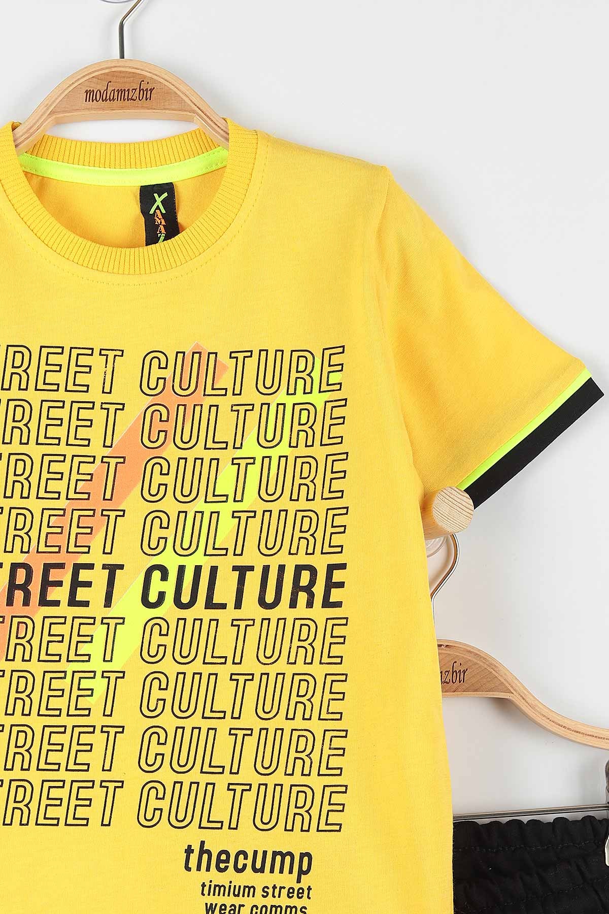 Sarı (9-12 Yaş) Street Culture Baskılı Cep Detaylı Erkek Çocuk Takım 177426