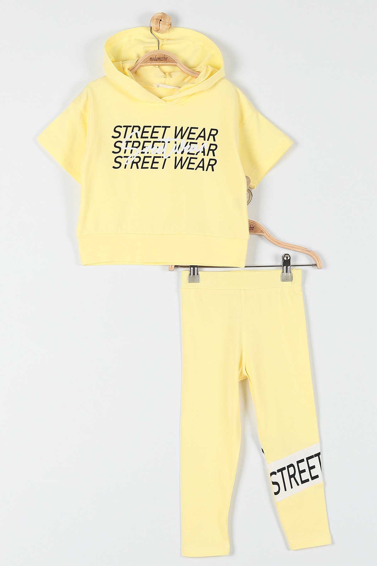 Sarı (9-12 Yaş) Street Wear Baskılı Kız Çocuk Takım 180952