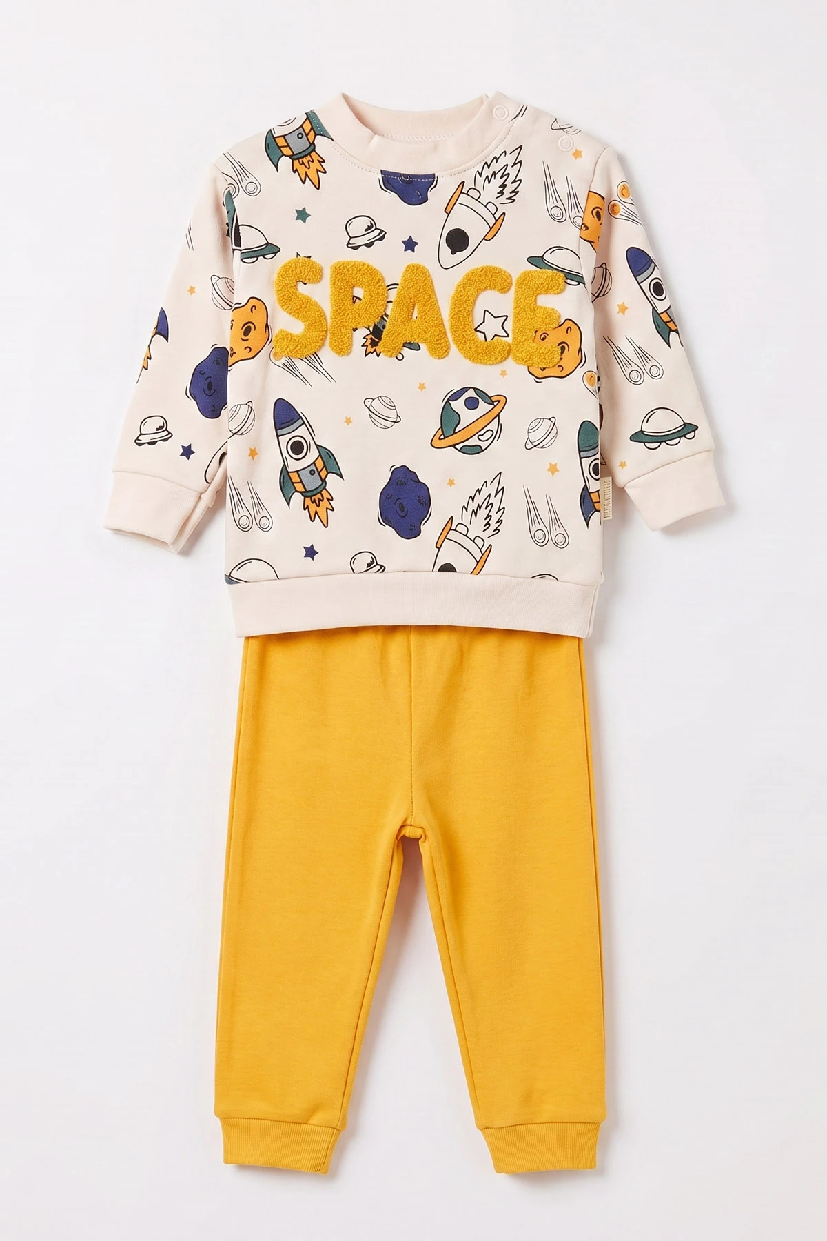 Sarı (9-18 Ay)Space Süzene Nakışlı Erkek Bebek Takım 476292