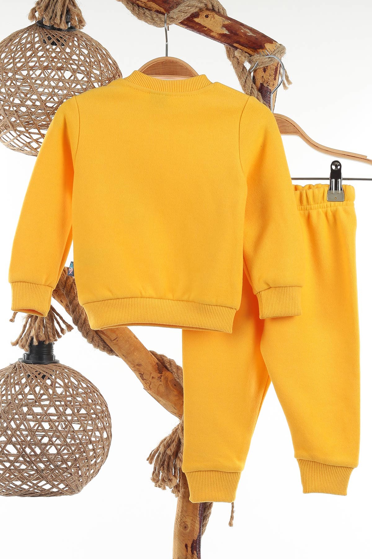 Sarı (9-24 Ay) Ayıcıklı Selanik Kumaş Kız Çocuk Takım 138281