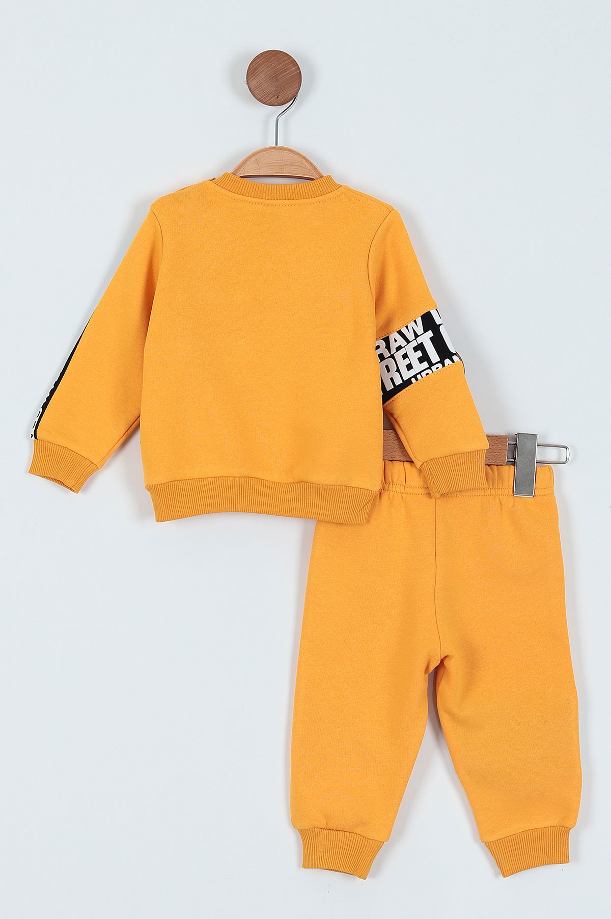 Sarı (9-24 Ay) Cep Fermuarlı Baskılı Erkek Bebe Takım 219378