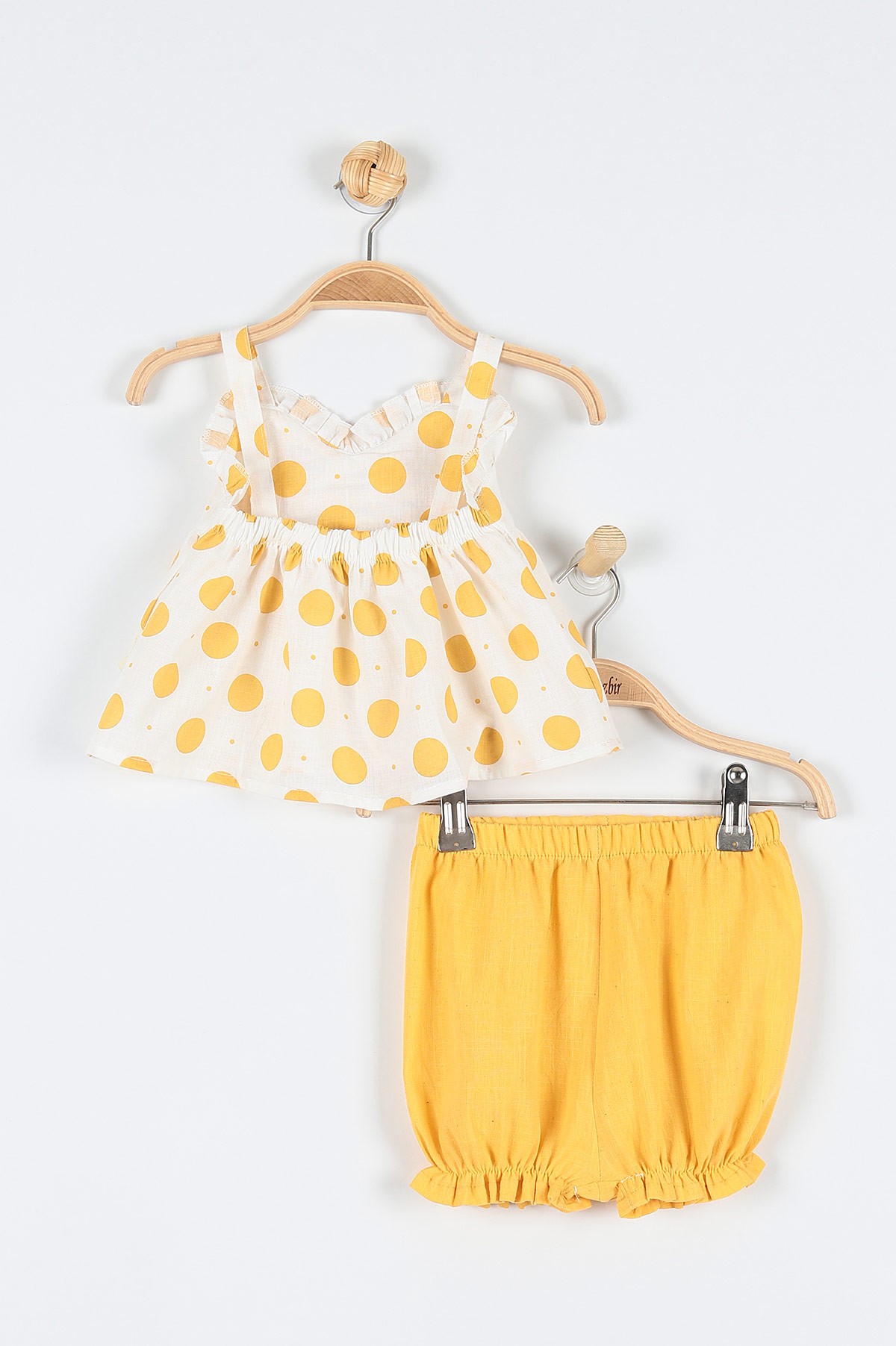Sarı (9-24 Ay) Puanlı Fiyonklu Kız Bebe Takım 179989