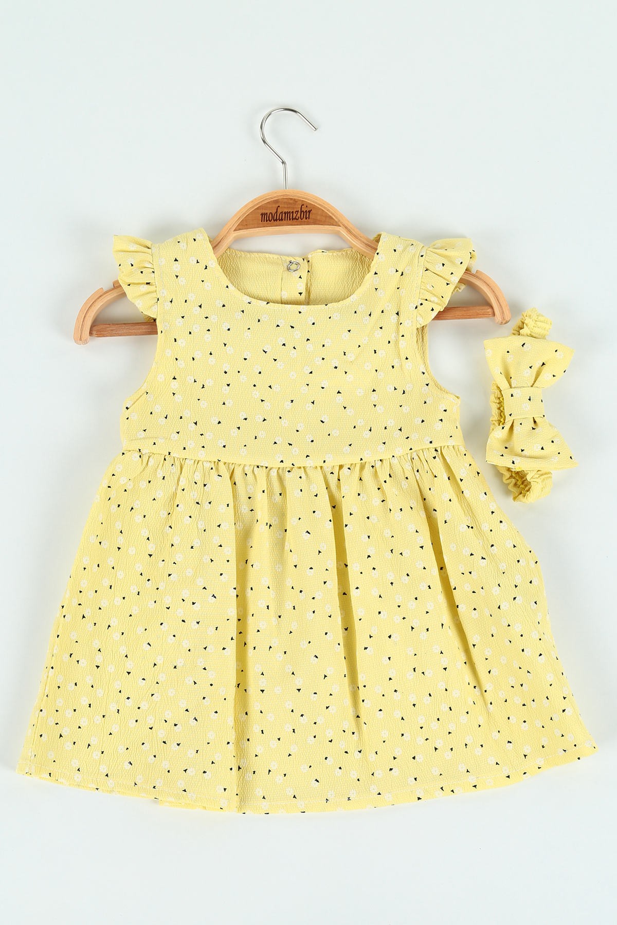 Sarı (9-24 ay) Sırtı Çıt Çıtlı Kız Çocuk Elbise 120197