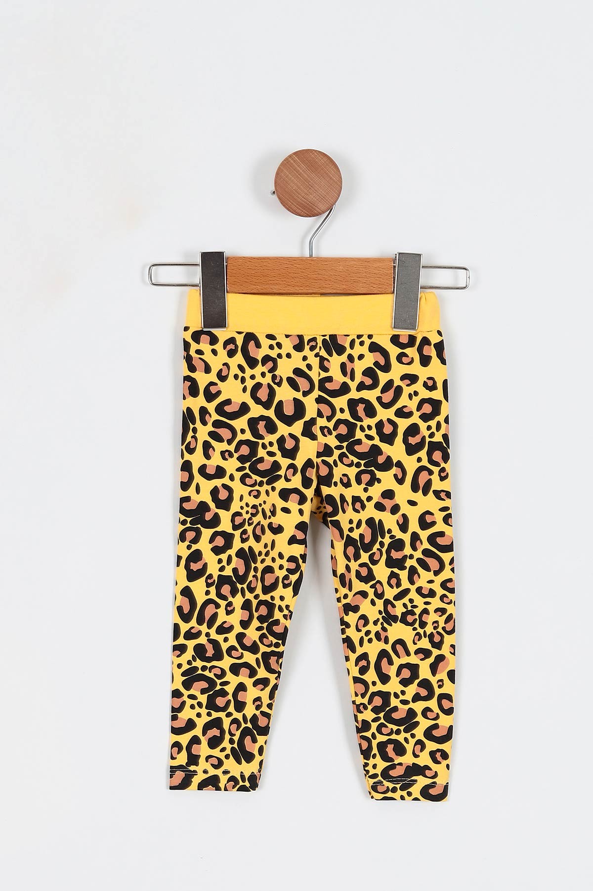 Sarı (9-36 Ay) Fiyonk Motifli Fare Baskılı Leoparlı Kız Bebe Takım 198435