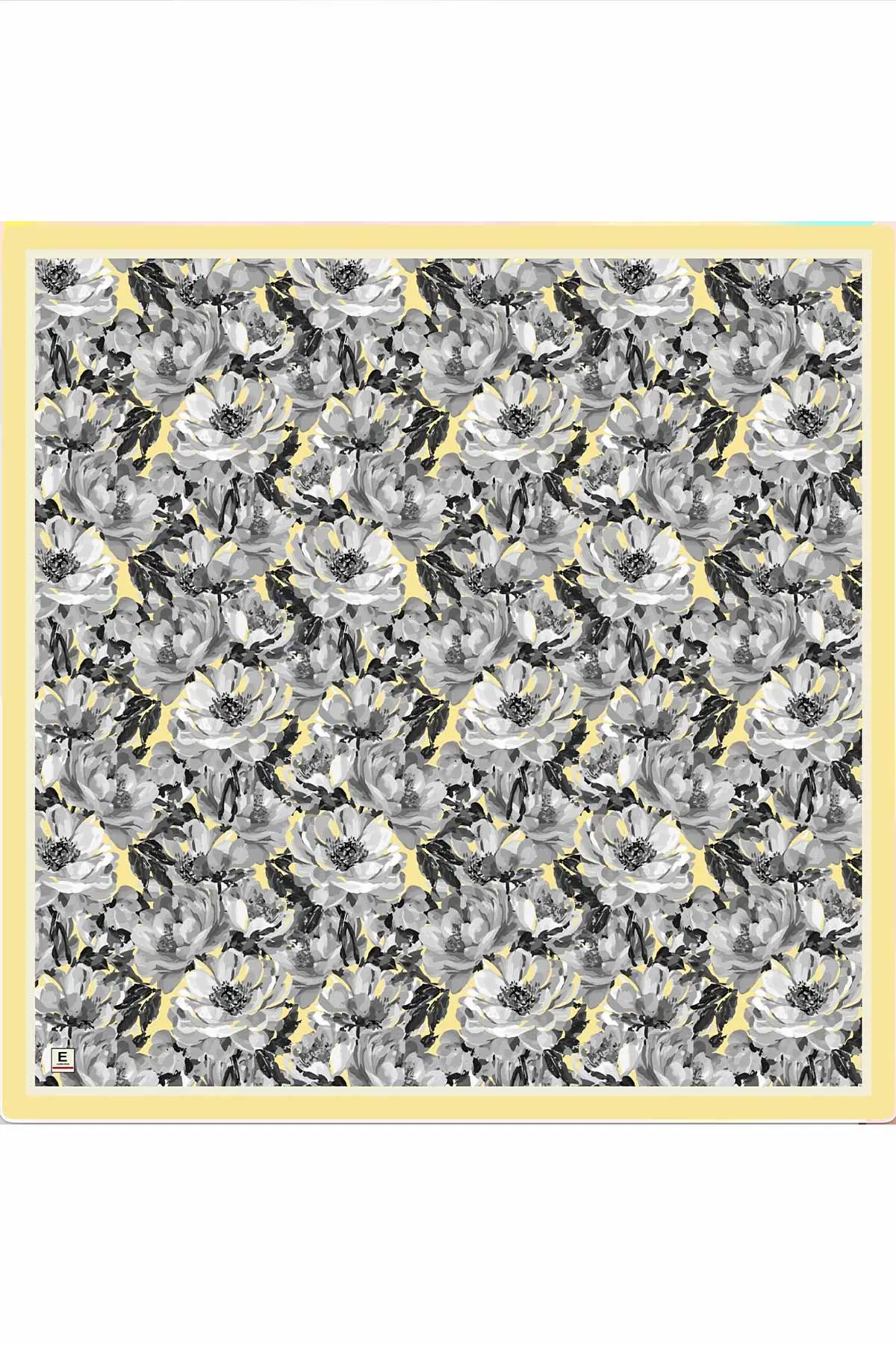 Sarı 95x95 Cm Dijital Baskılı Botanik Desen Soft Eşarp 473306