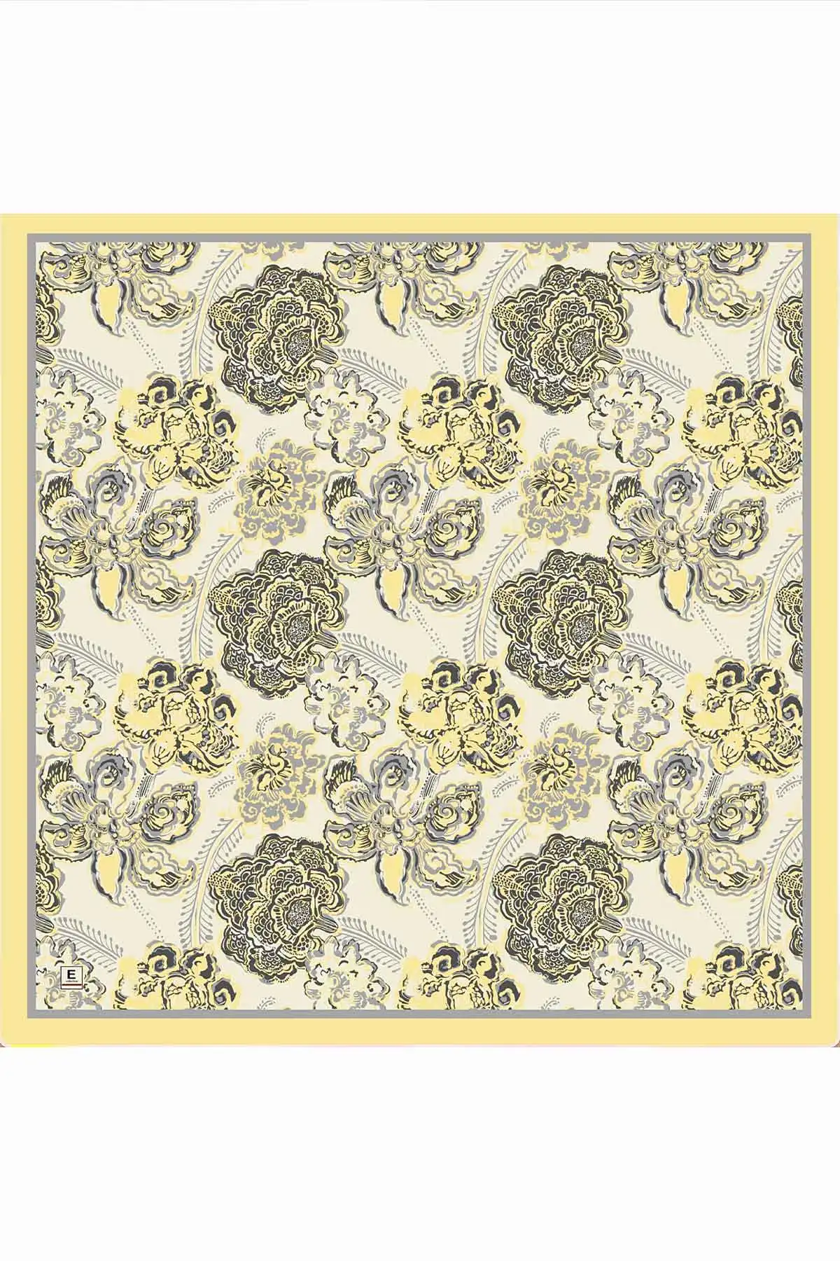 Sarı 95x95 Cm Dijital Baskılı Mercan Desen Soft Eşarp 473268