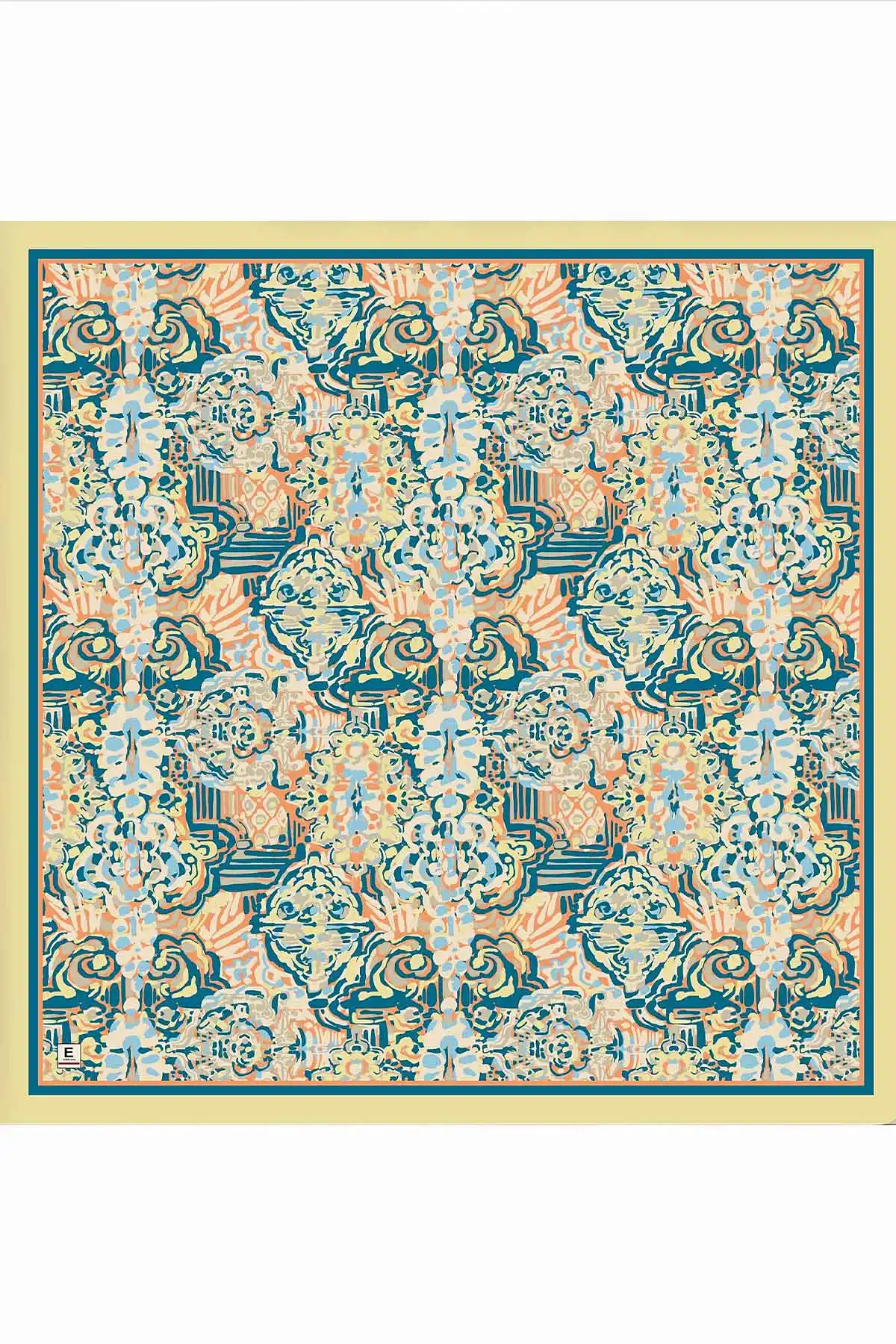 Sarı 95x95 Cm Dijital Baskılı Valencia Desen Soft Eşarp 473344