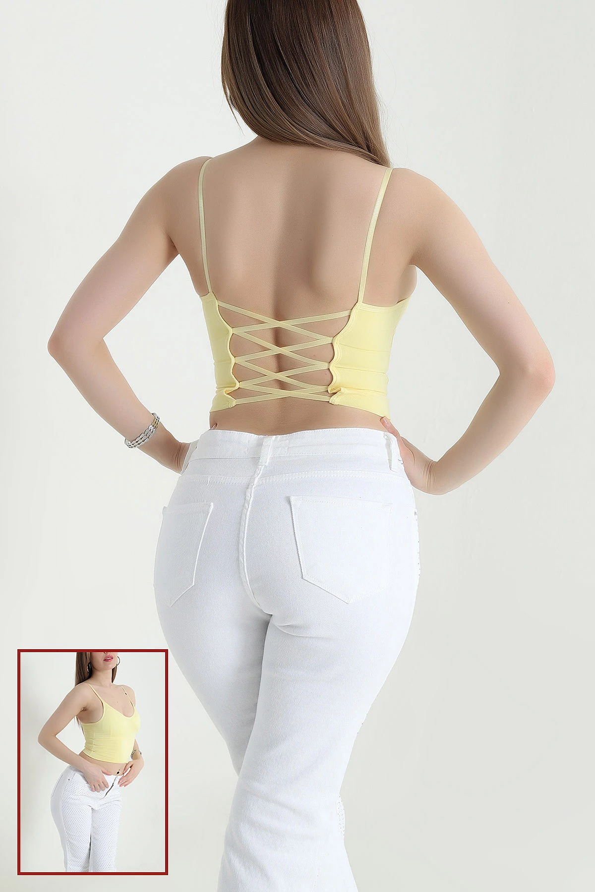 Sarı Arkası Çapraz Kaplı Büstiyer 443665