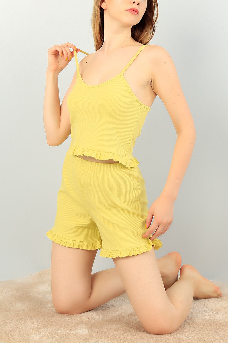 Sarı Askılı Bayan Pijama Takımı 70876
