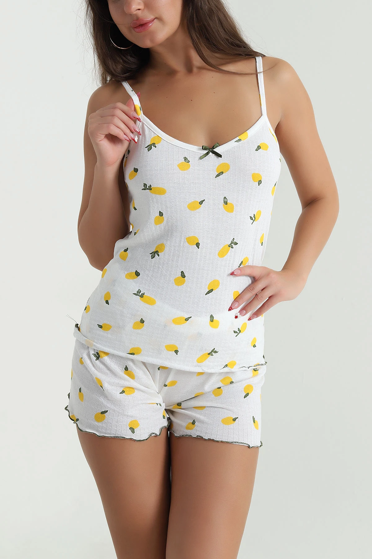 Sarı Askılı Şortlu Kadın Pijama Takımı 473964