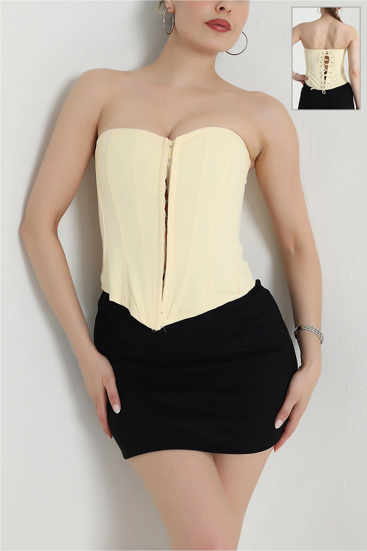 Sarı Balenli Gabardin Korse Büstiyer 471975