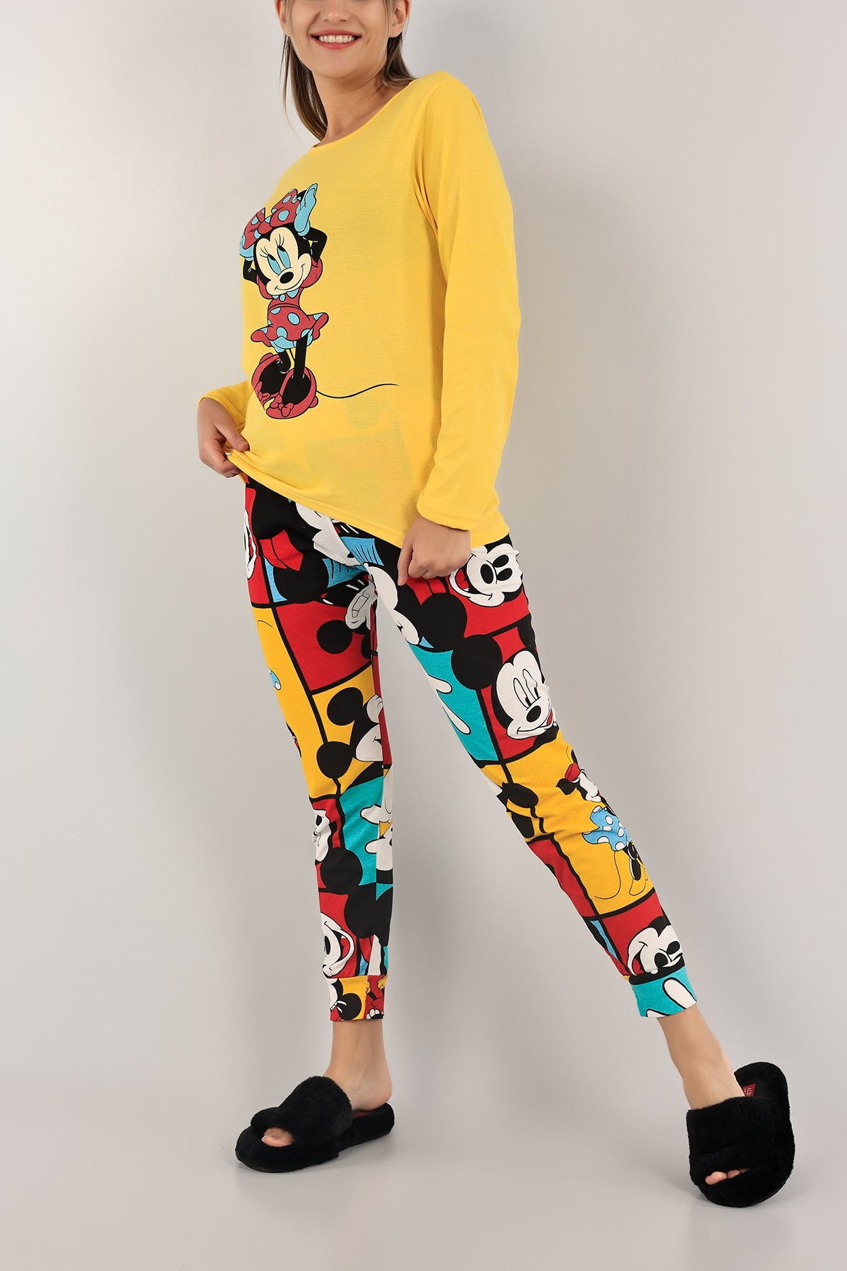 Sarı Baskılı Bayan Pijama Takımı 138361