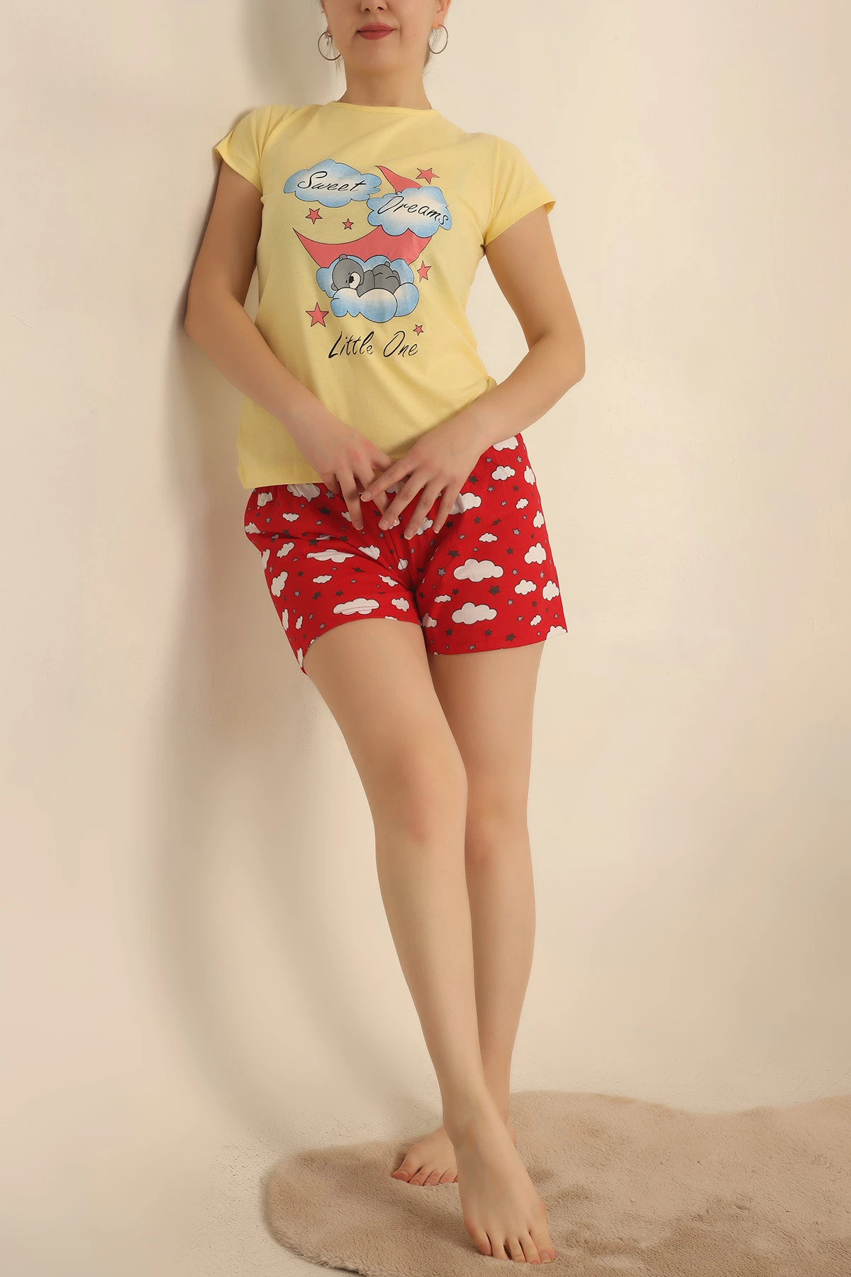 Sarı Baskılı Bayan Pijama Takımı 165729