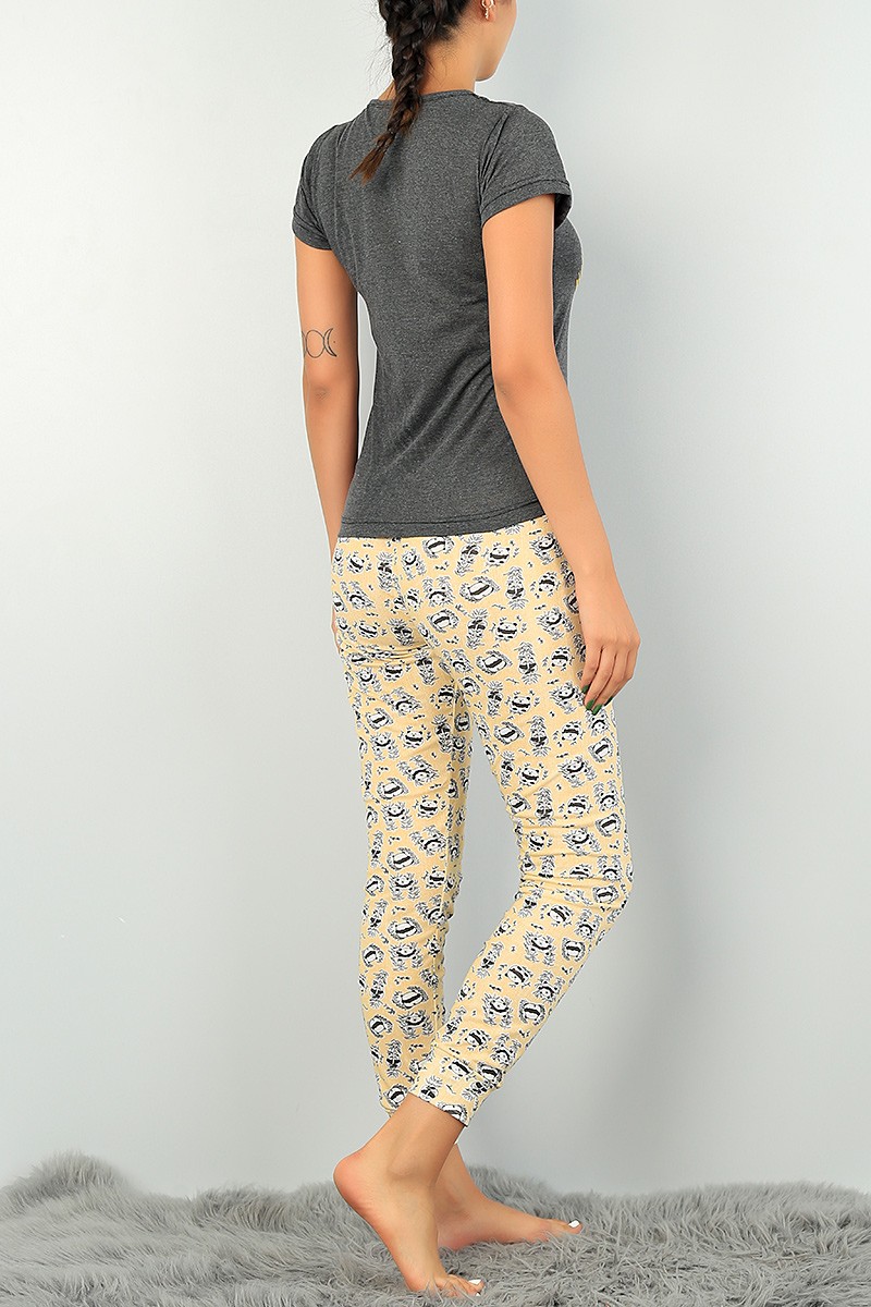 Sarı Baskılı Bayan Pijama Takımı 73550