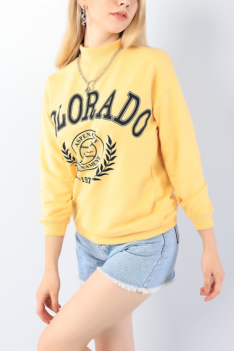 Sarı Baskılı Bayan Sweat 75986