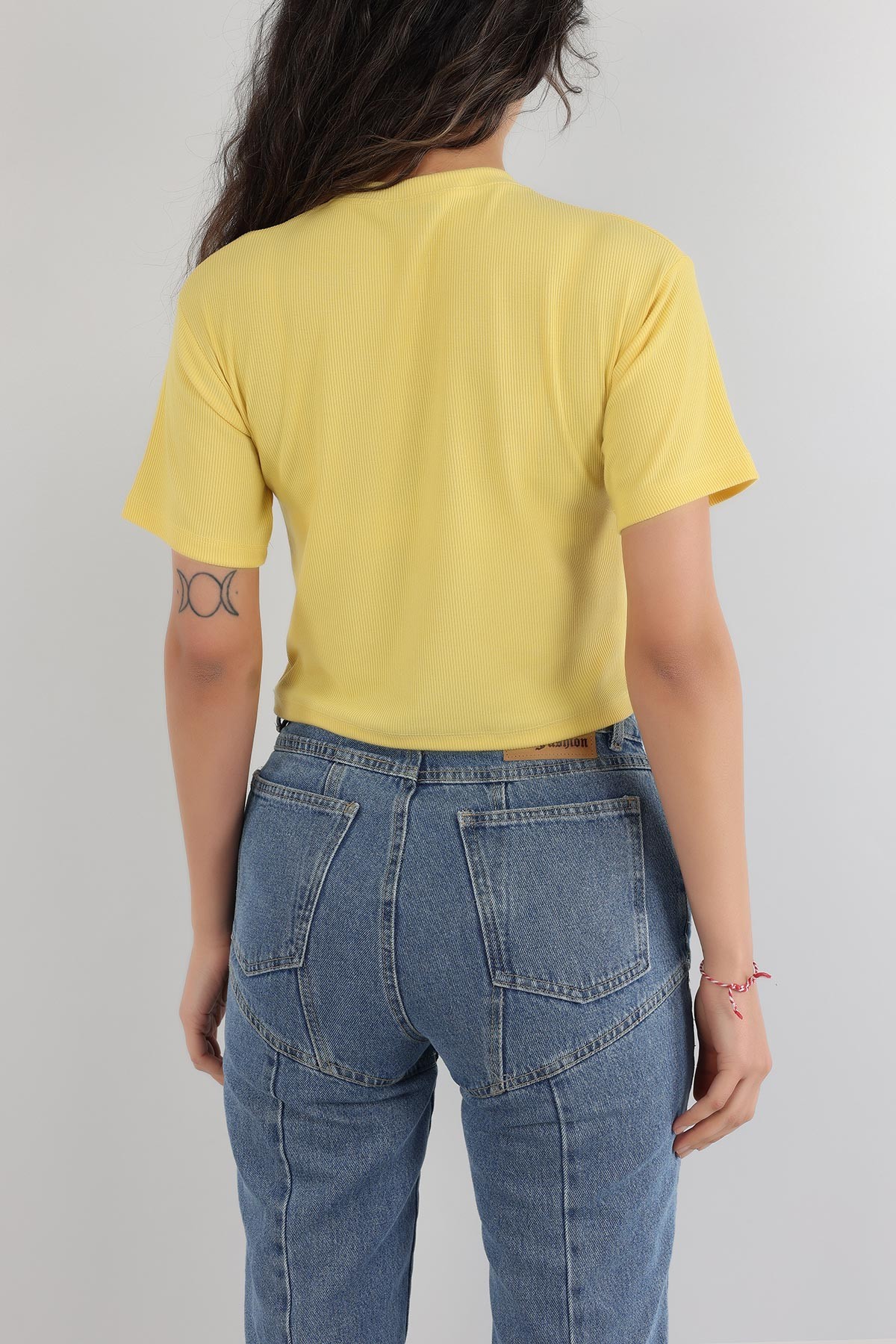Sarı Baskılı Fitilli Bluz 164822