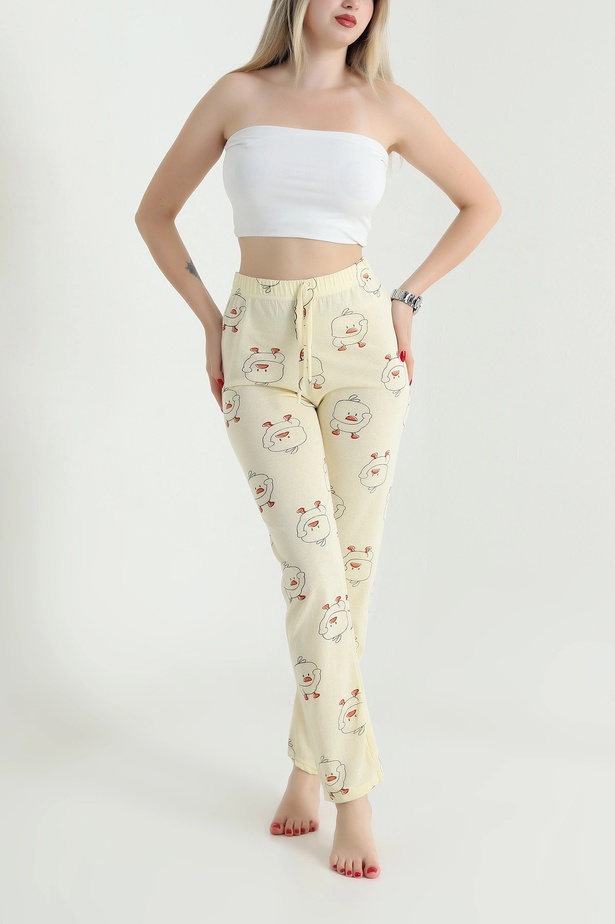 Sarı Baskılı Kadın Pijama Altı 484605