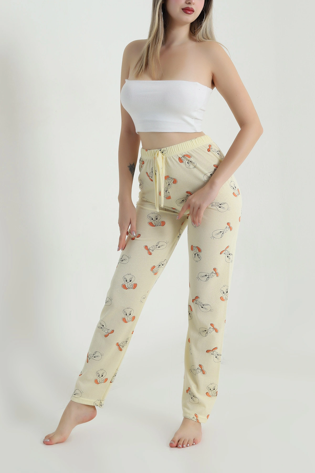 Sarı Baskılı Kadın Pijama Altı 487737