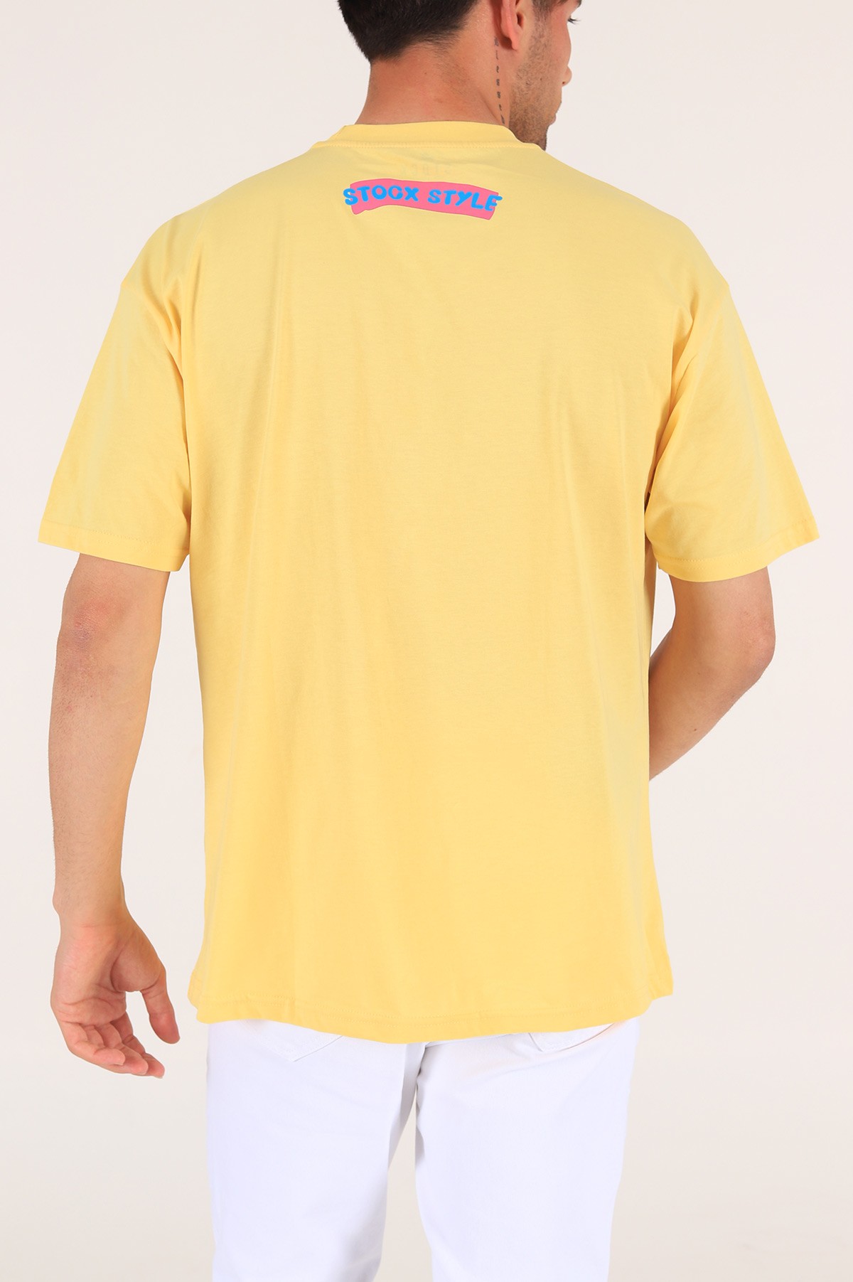 Sarı Baskılı Oversize Erkek Tişört 176238