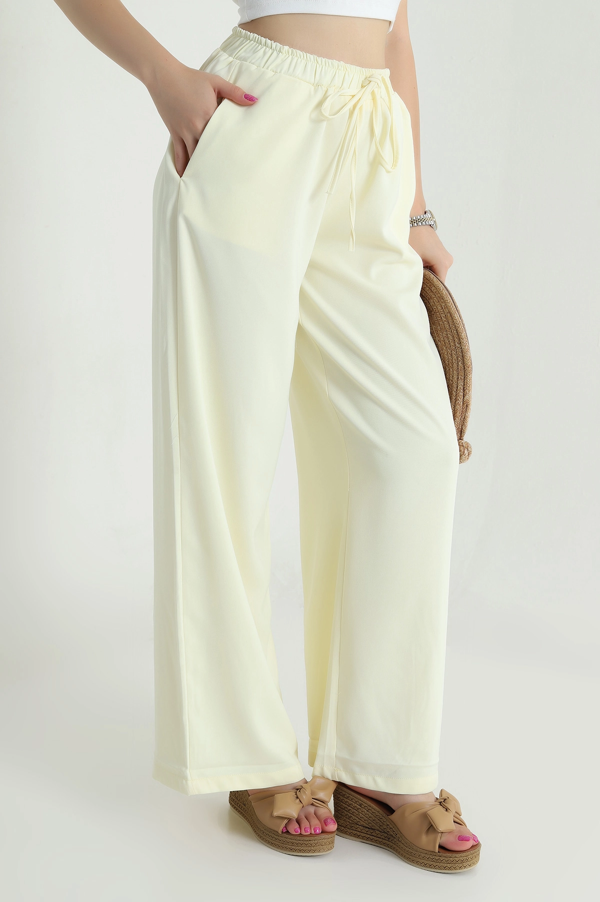 Sarı Bel Lastikli Linda Kadın Pantolon 484340