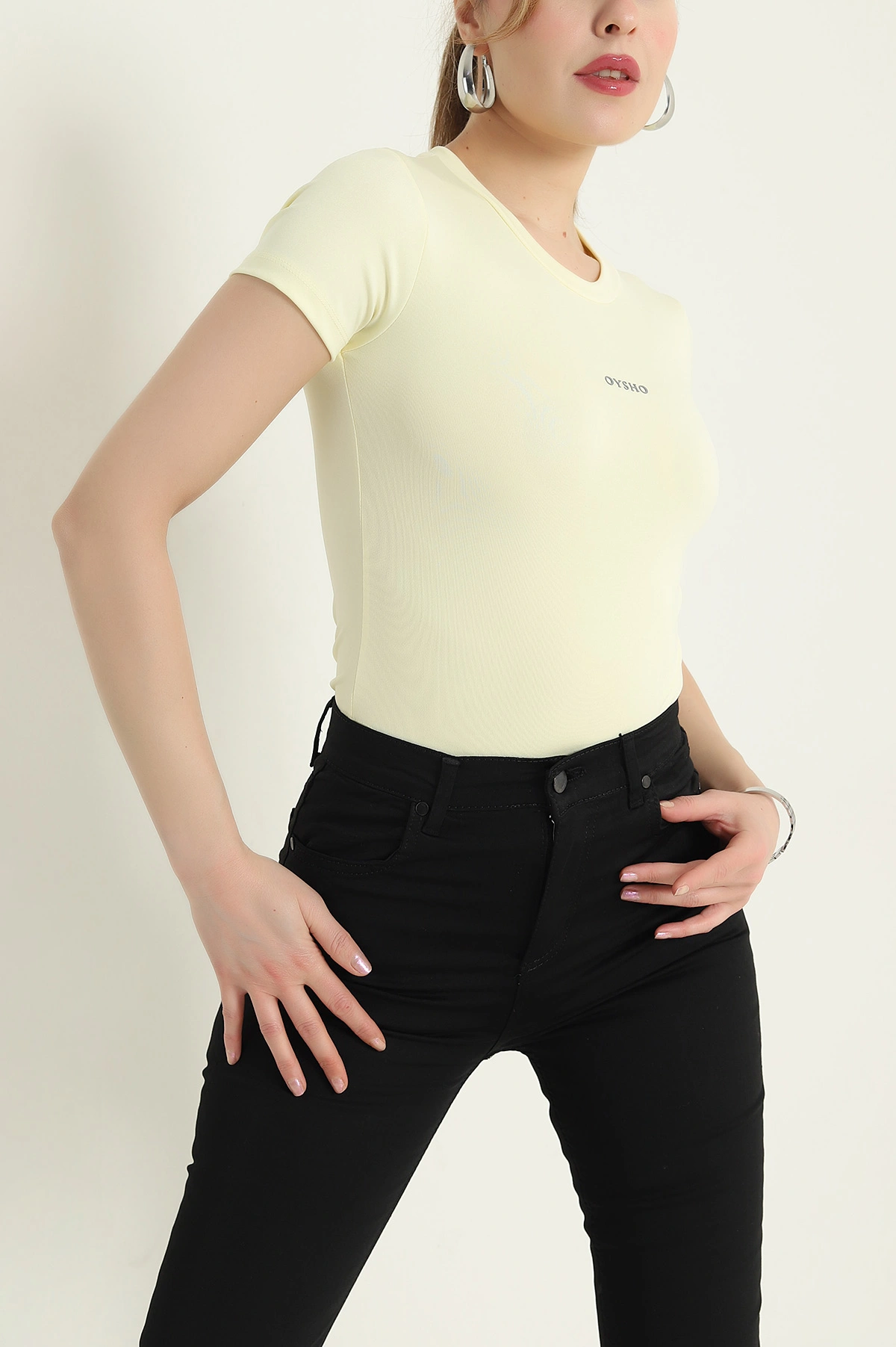 Sarı Bisiklet Yaka Scuba Kadın Zıbın Bluz 432427