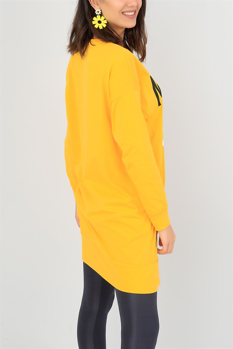Sarı Dantel Detay Baskılı Tunik 38028