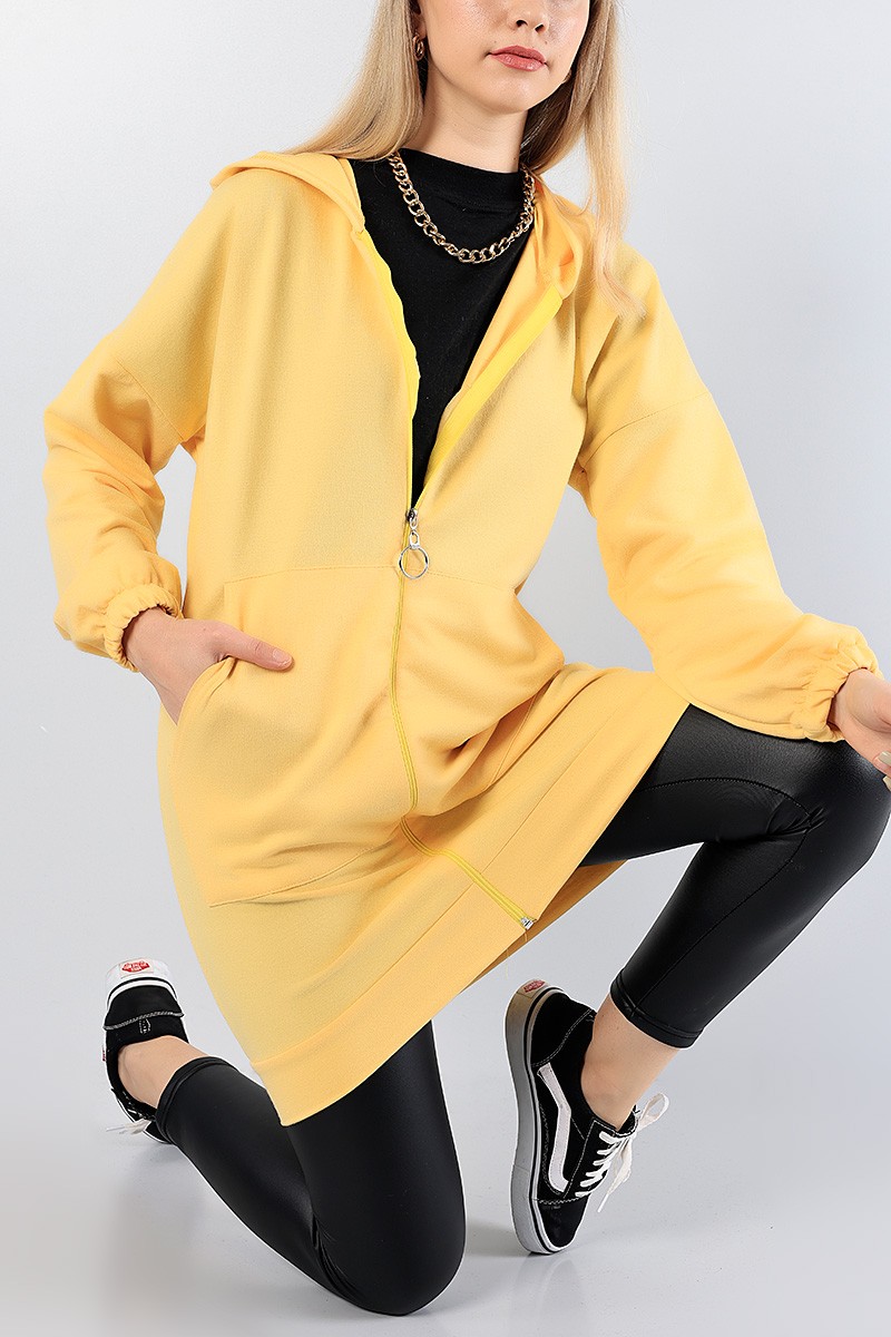 Sarı Fermuarlı Bayan Sweat 81450