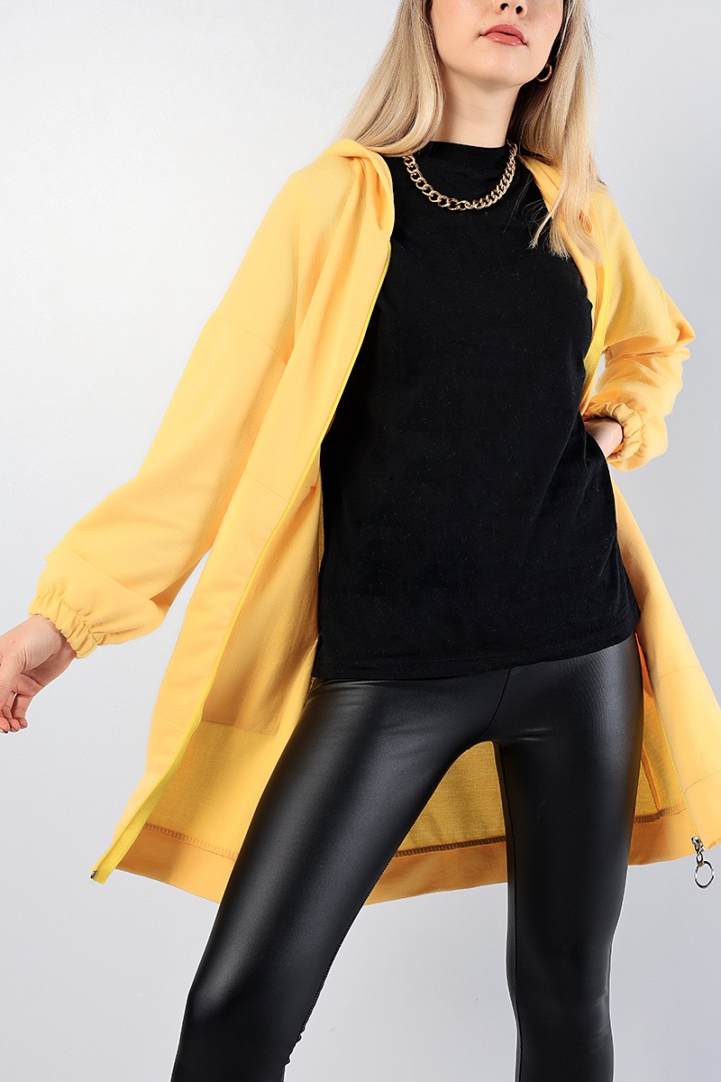 Sarı Fermuarlı Bayan Sweat 81450