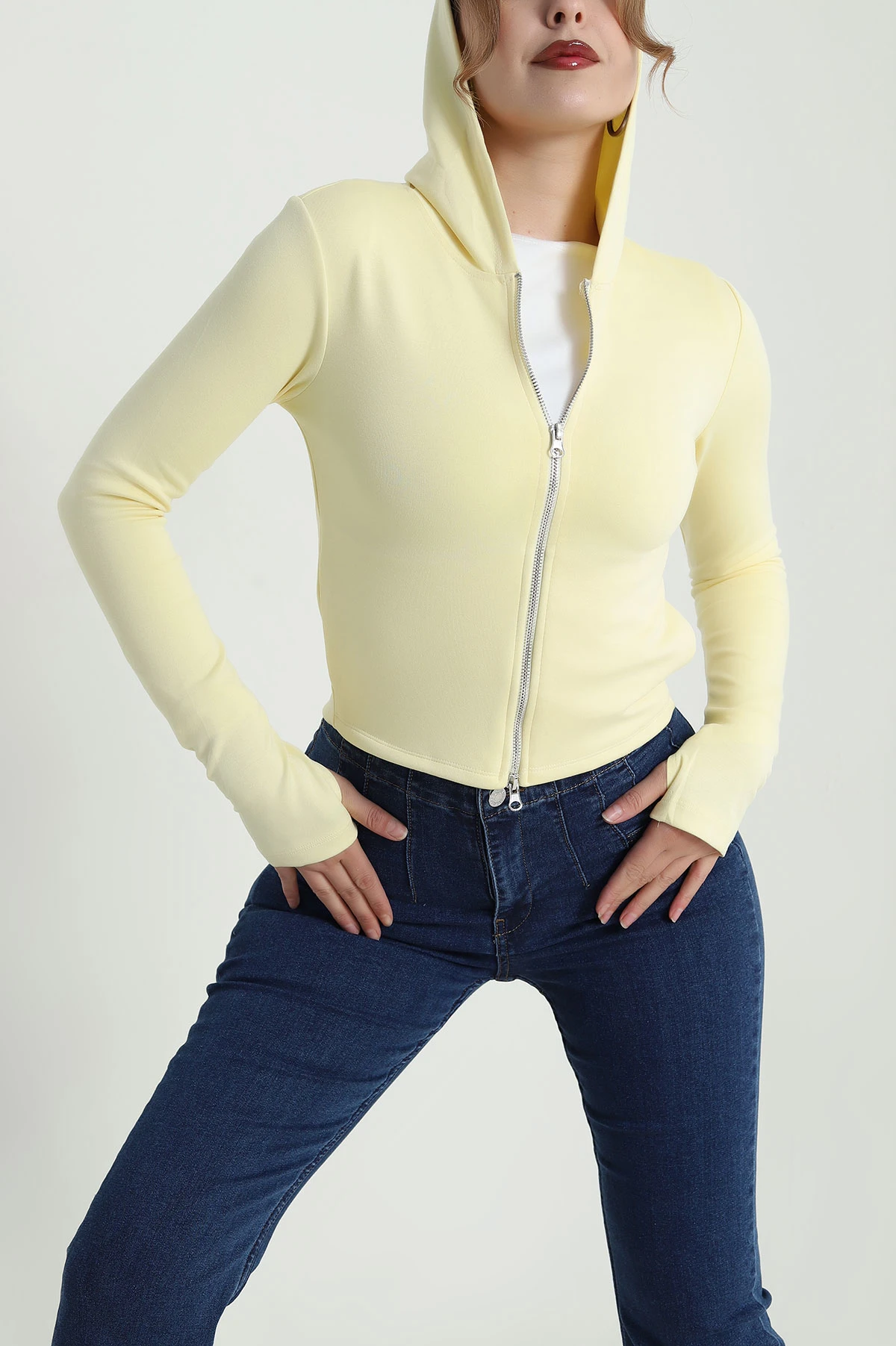 Sarı Fermuarlı Oysho Kadın Sweat 483621