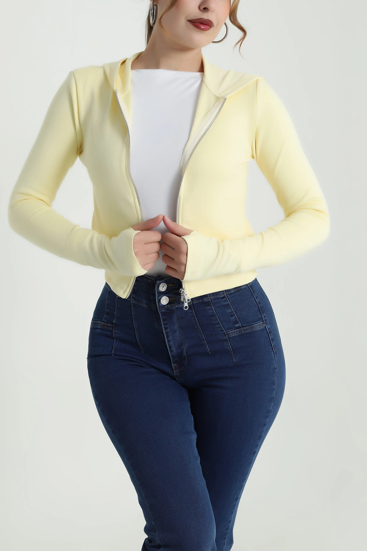 Sarı Fermuarlı Oysho Kadın Sweat 483621