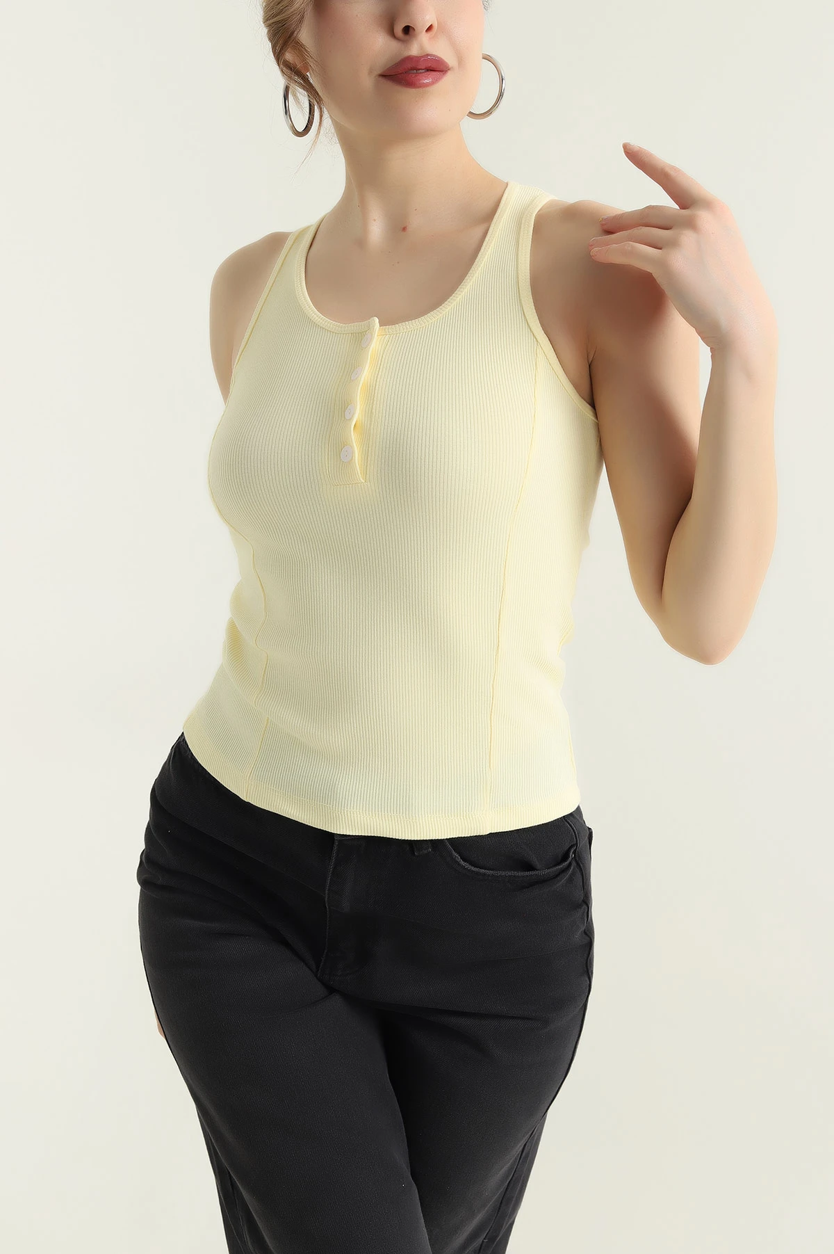 Sarı Fitilli Kolsuz Kadın Bluz 433699