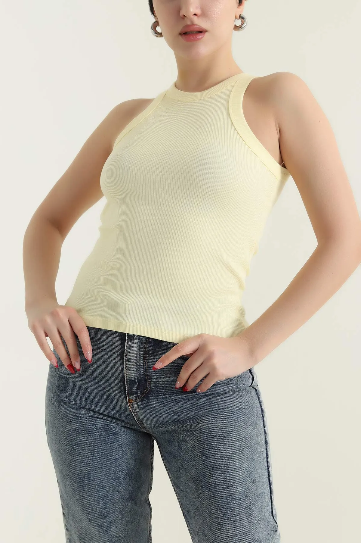 Sarı Fitilli Likralı Kadın Atlet 432172