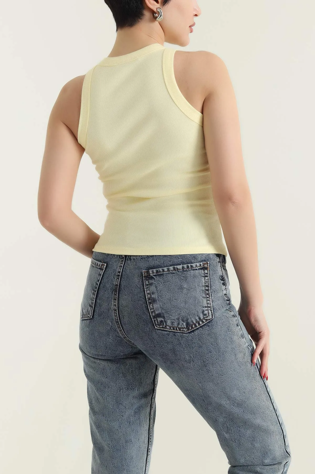 Sarı Fitilli Likralı Kadın Atlet 432172