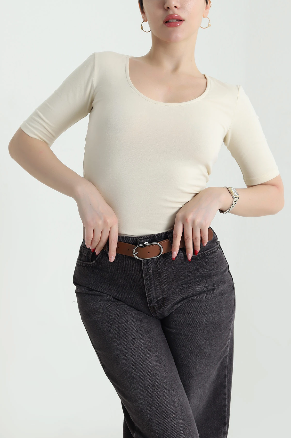 Sarı Geniş Yaka Süprem Kadın Tişört 438747