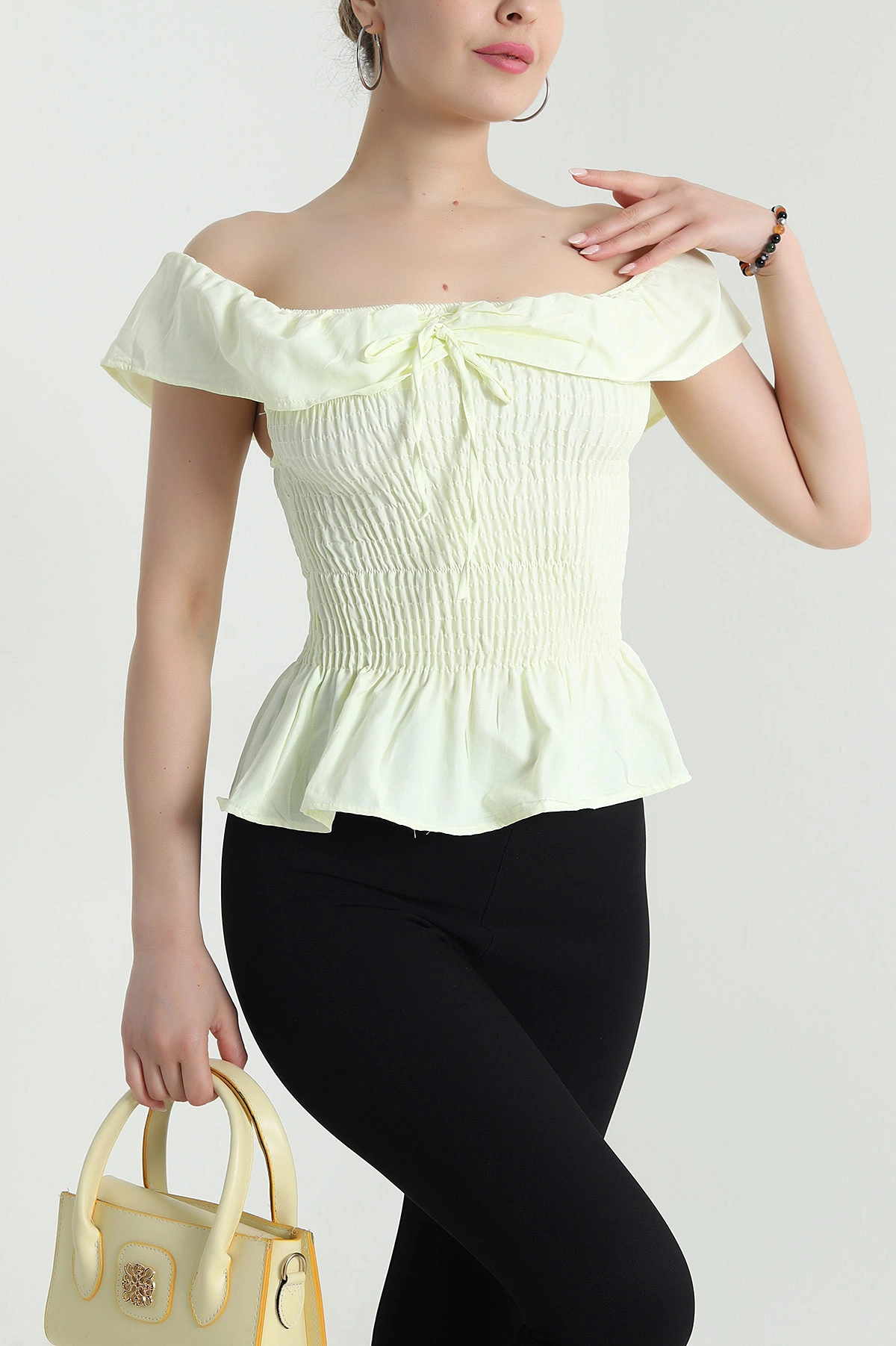 Sarı Gipeli Poplin Kadın Bluz 473563
