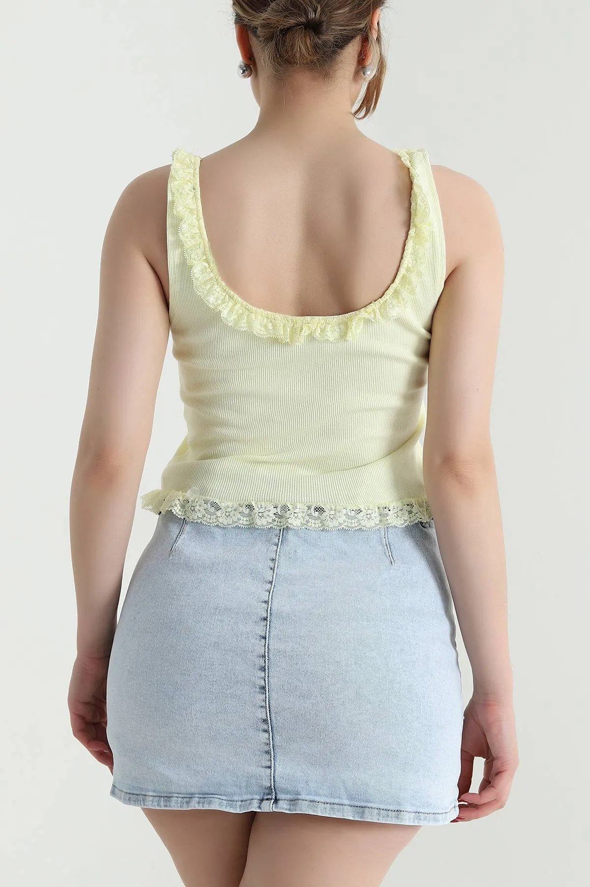 Sarı Güpür Tasarım Kaşkorse Kadın Bluz 467780