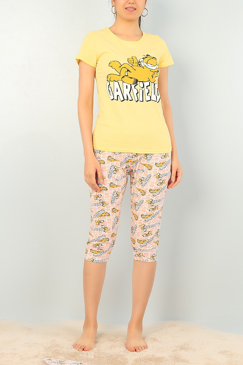 Sarı Kapri Şortlu Bayan Pijama Takımı 69898