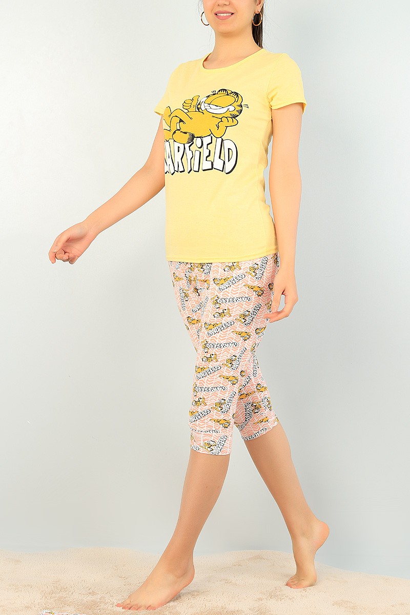 Sarı Kapri Şortlu Bayan Pijama Takımı 69898