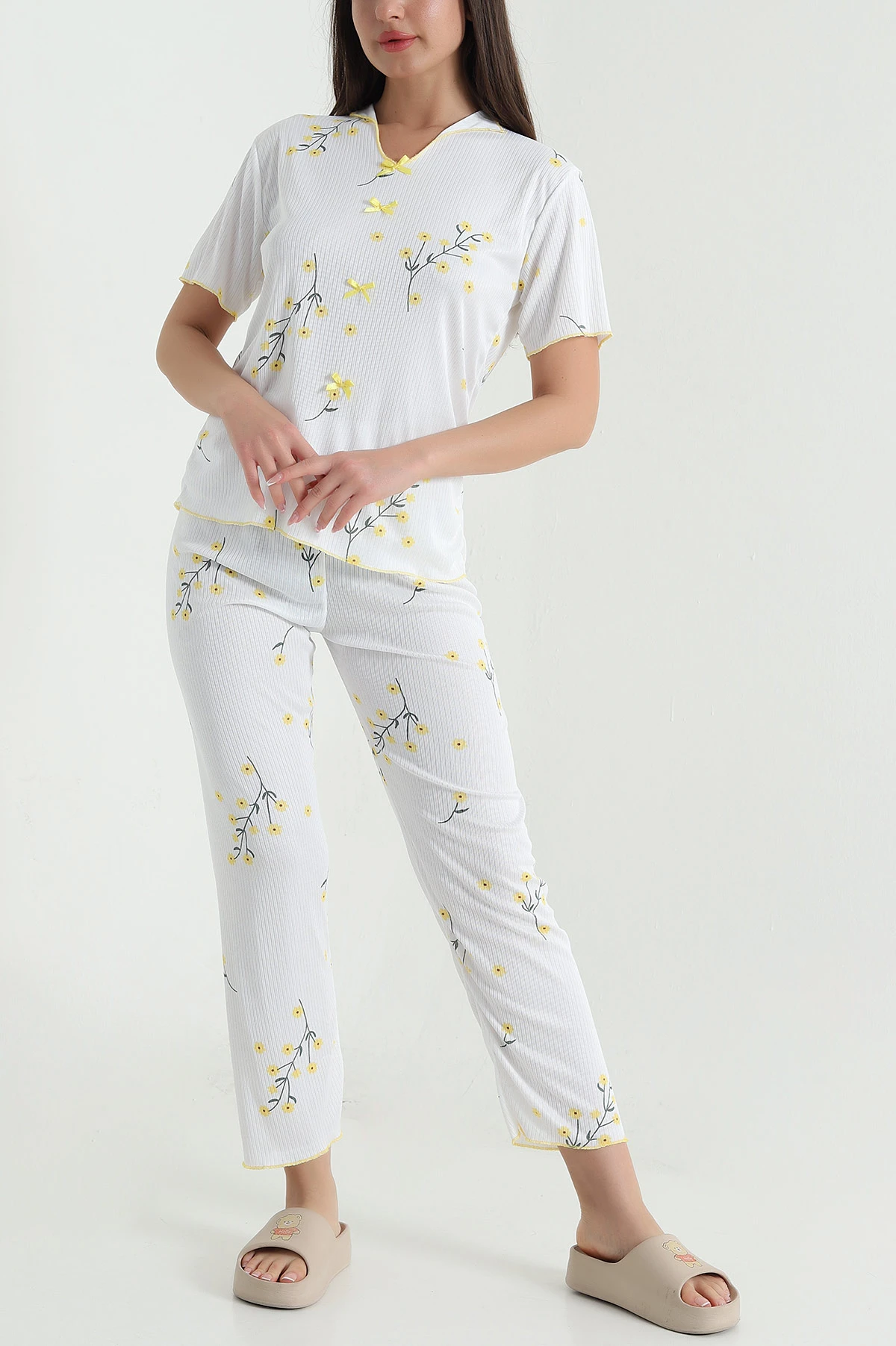 Sarı Kaşkorse Kadın Pijama Takımı 460464