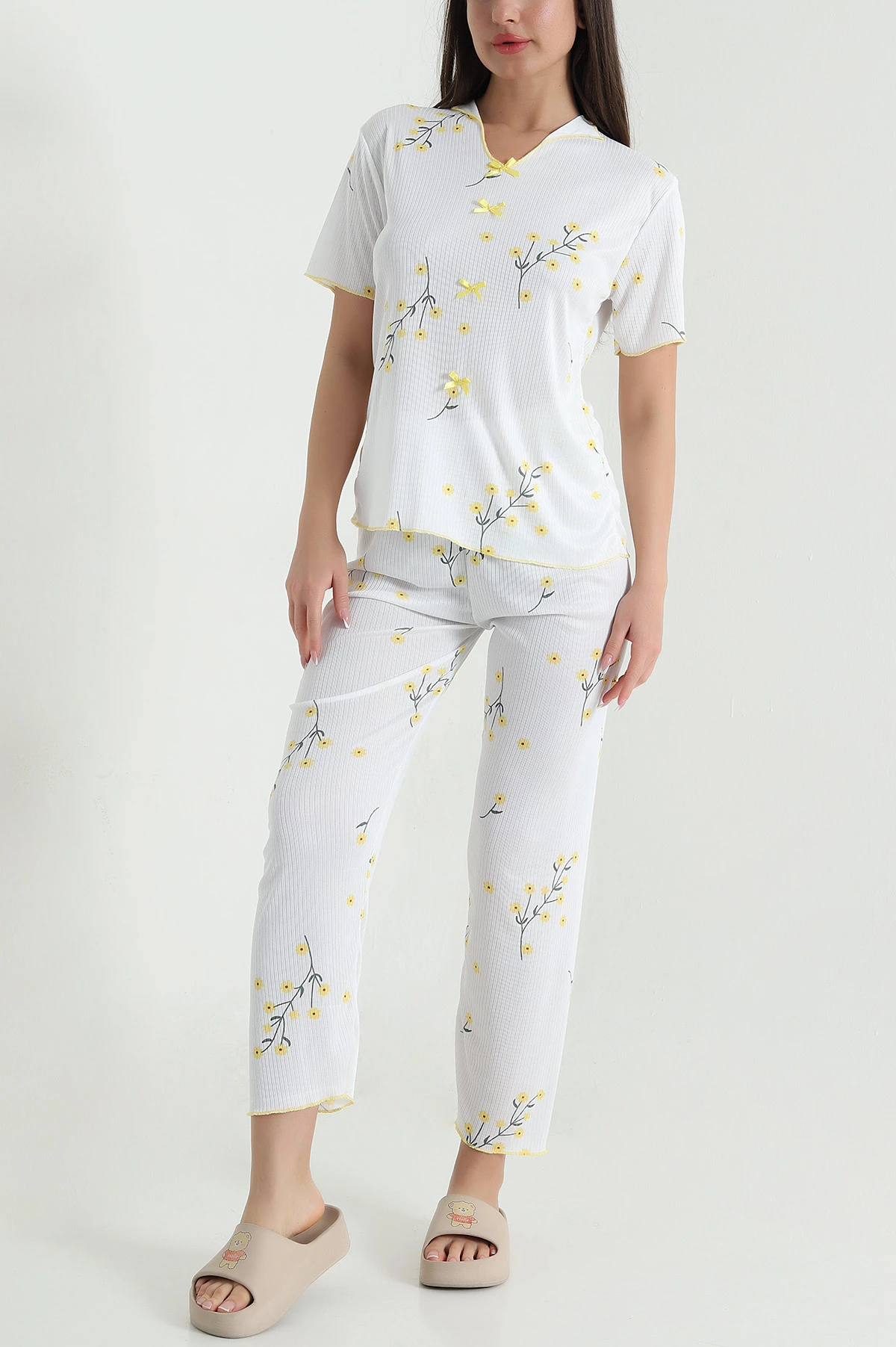 Sarı Kaşkorse Kadın Pijama Takımı 460464