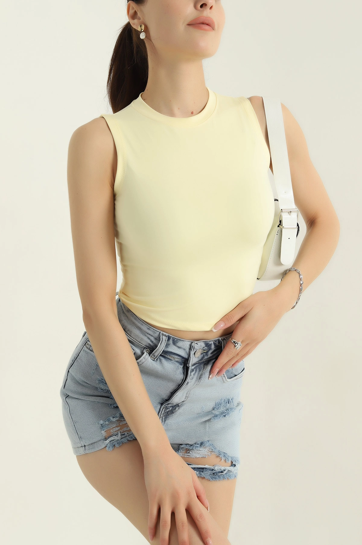 Sarı Kolsuz Modal Kadın Atlet 374657
