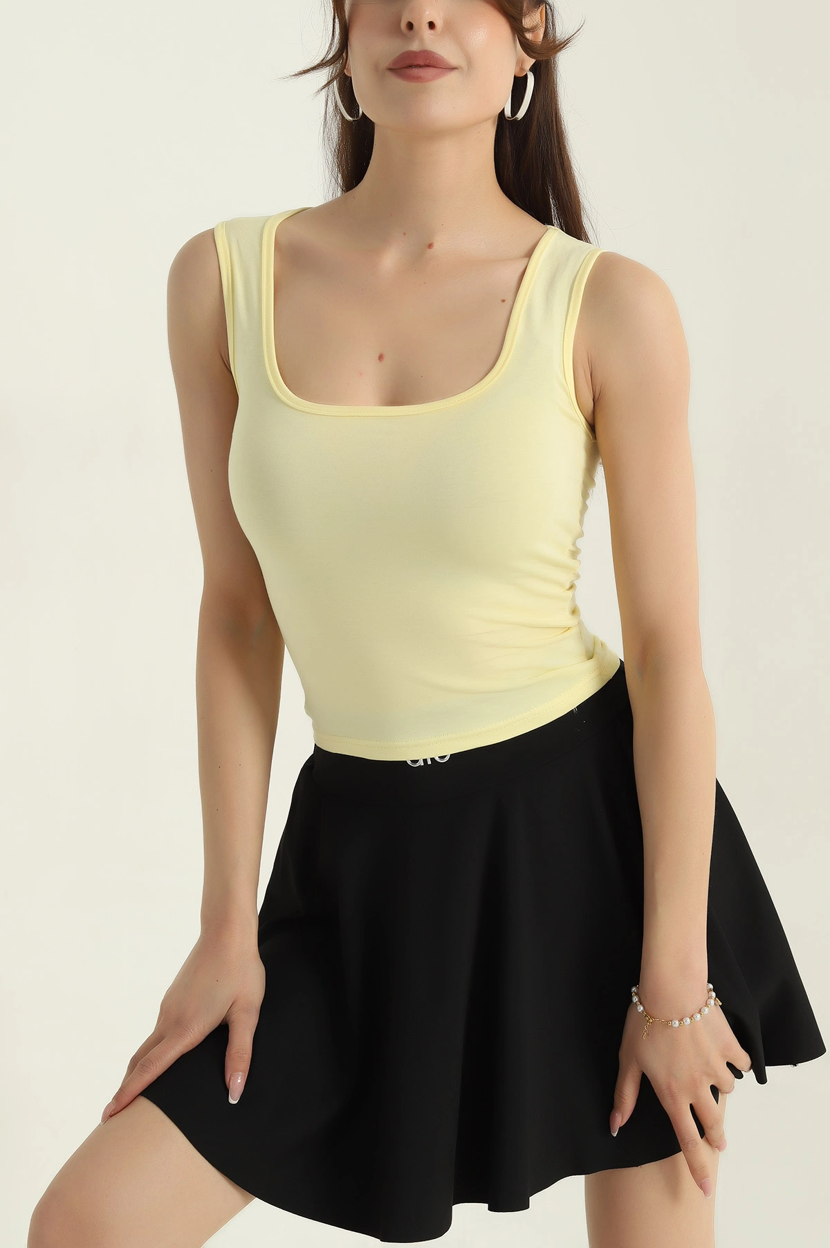 Sarı Likralı Kadın Penye Atlet 375247