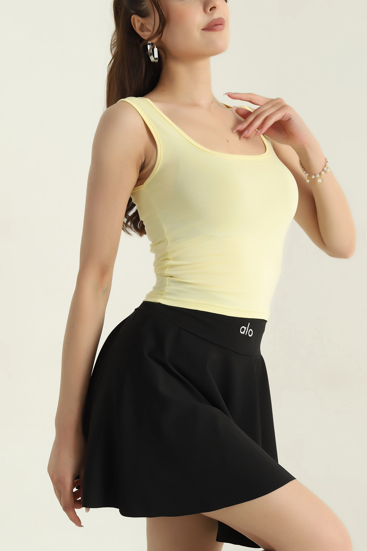Sarı Likralı Kadın Penye Atlet 375247