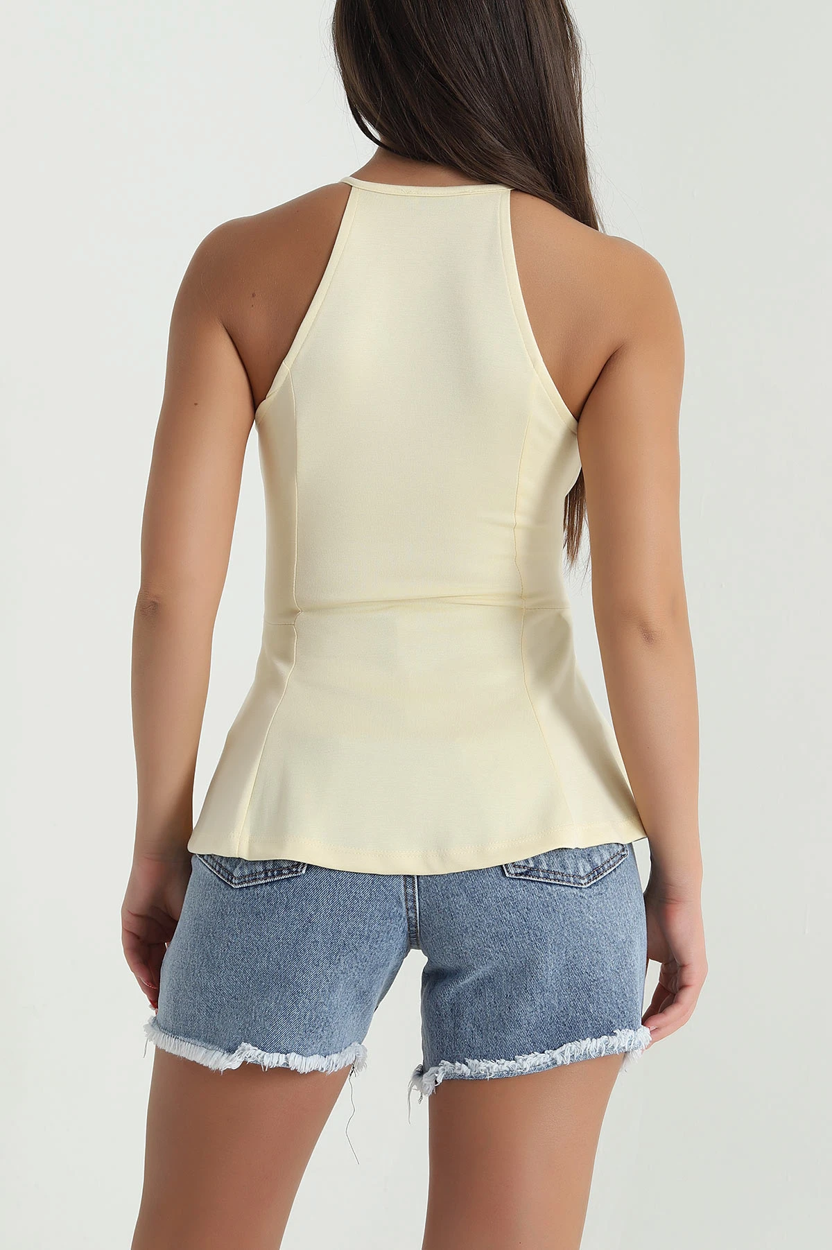 Sarı Likralı Modal Kadın Bluz 476040