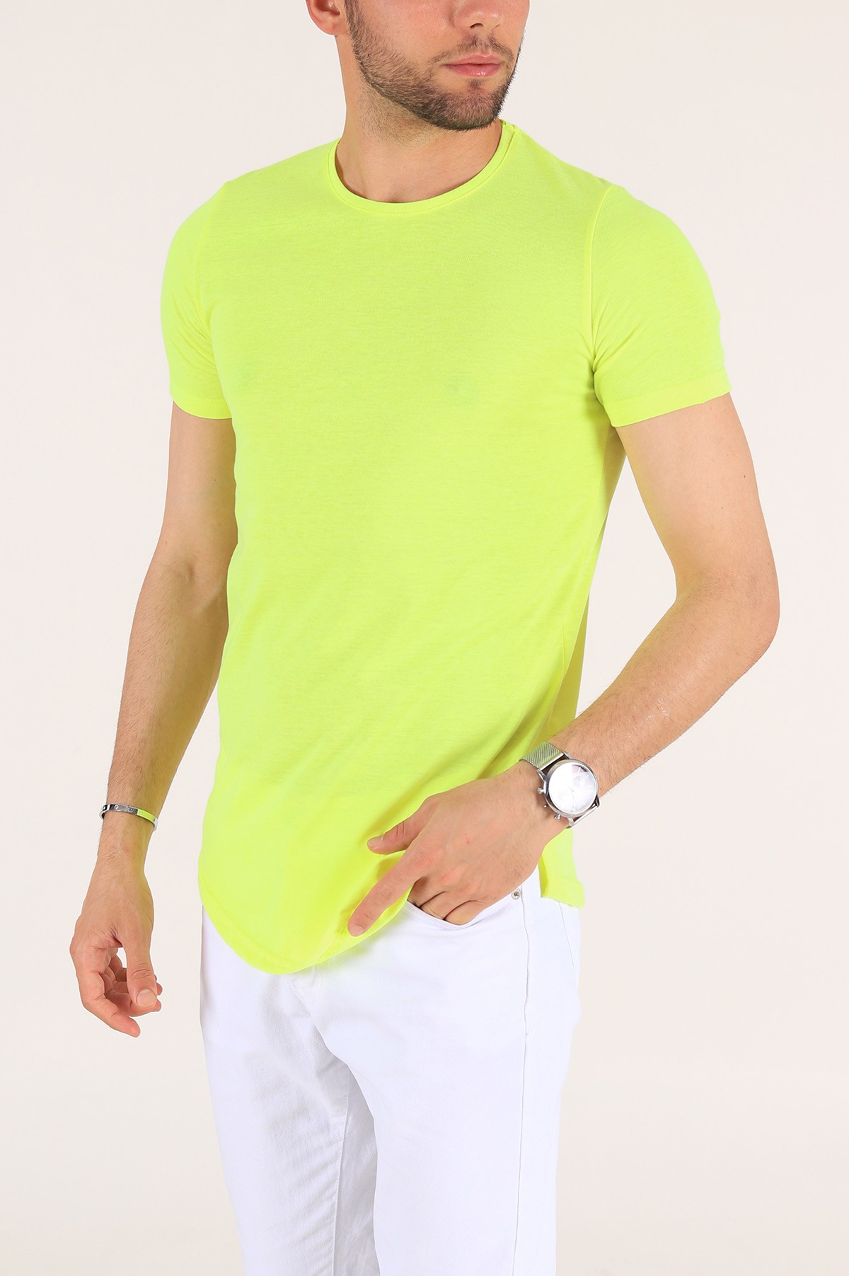 Sarı Neon Sırt Dikişli Erkek Tişört 180280