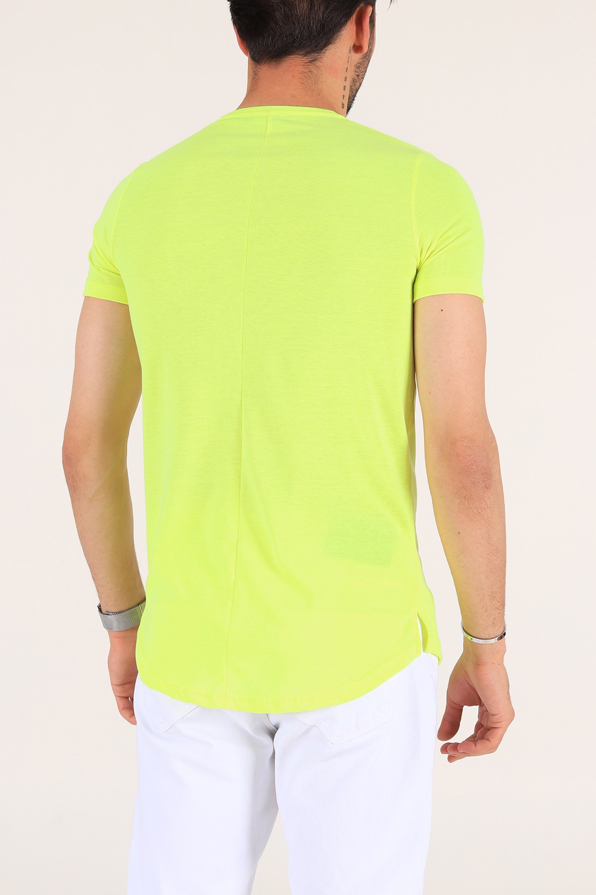 Sarı Neon Sırt Dikişli Erkek Tişört 180280
