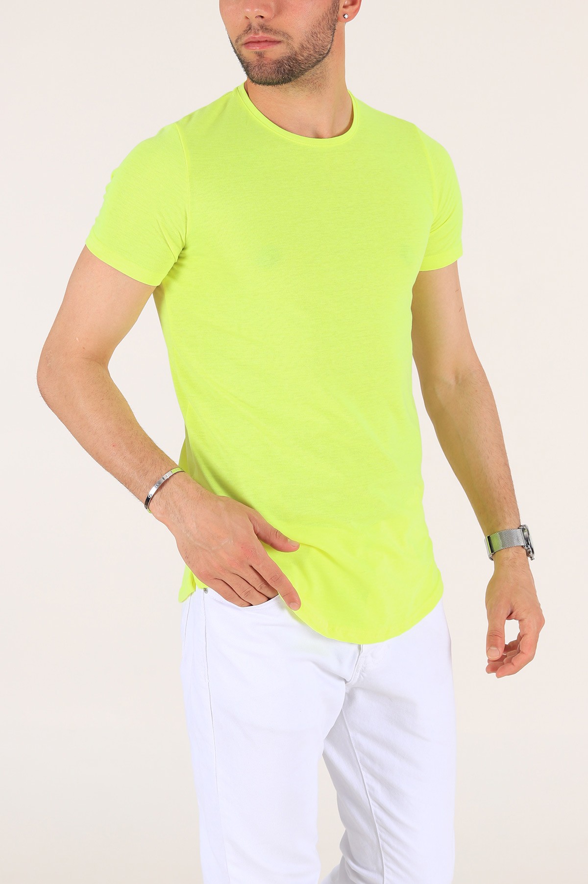Sarı Neon Sırt Dikişli Erkek Tişört 180280