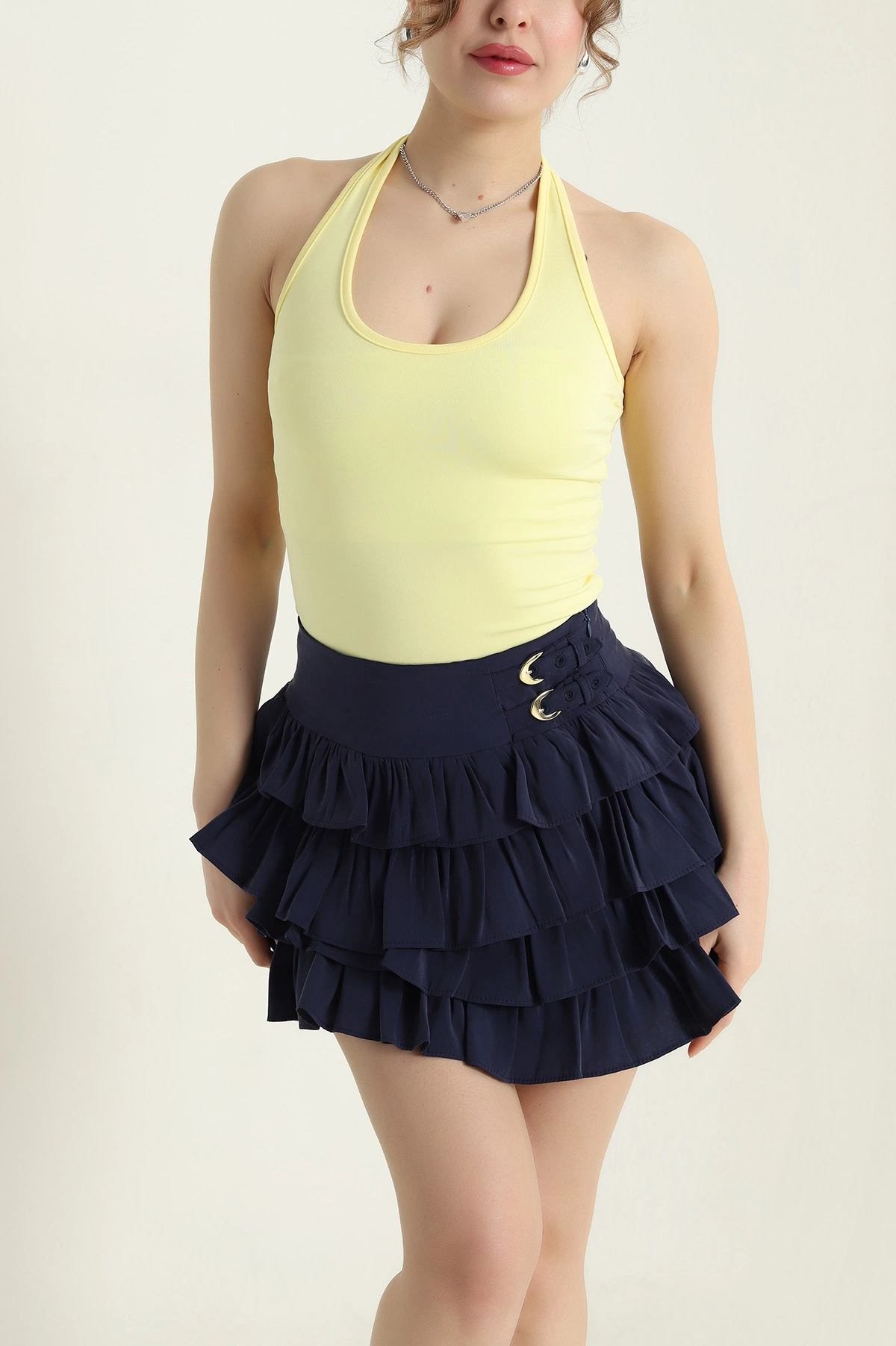 Sarı Omuz Askılı Sandy Kadın Zıbın Bluz 435496