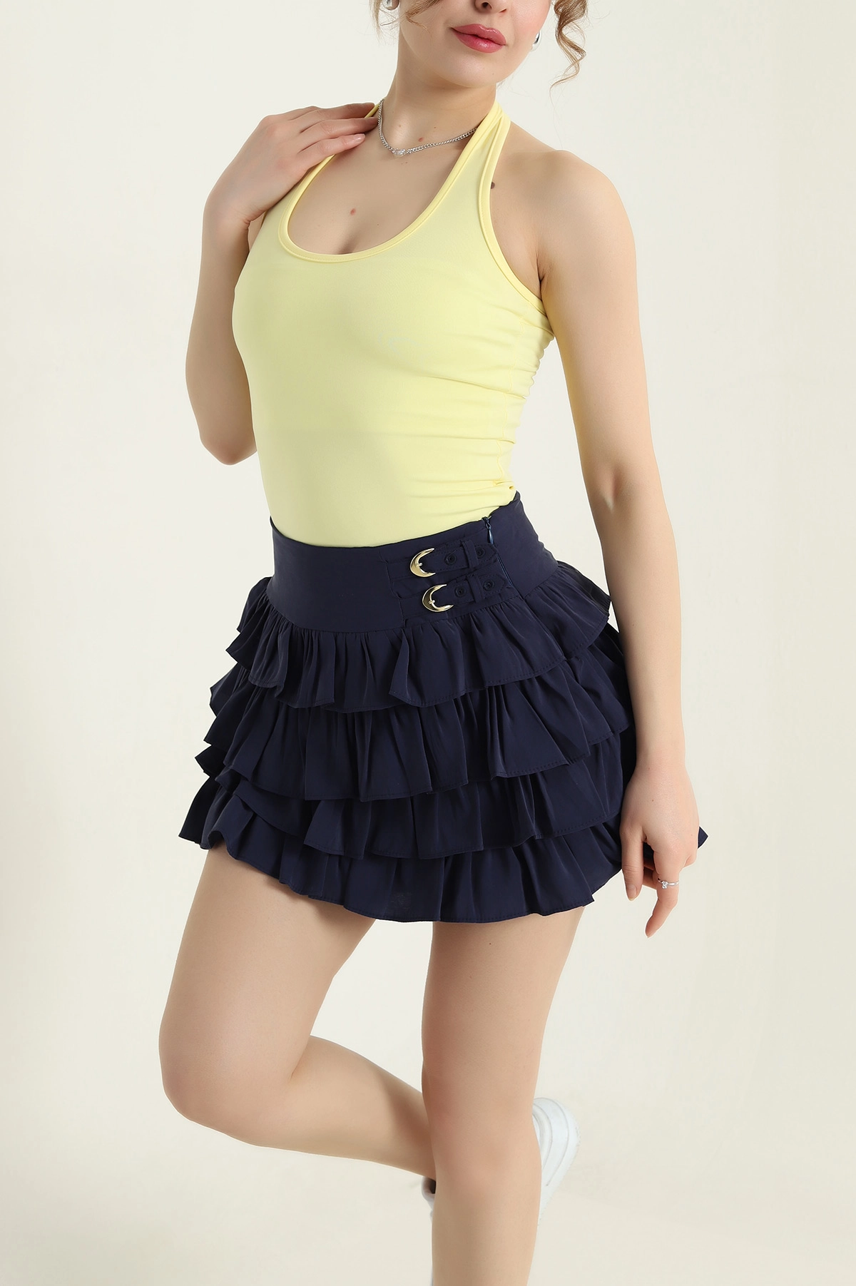 Sarı Omuz Askılı Sandy Kadın Zıbın Bluz 435496